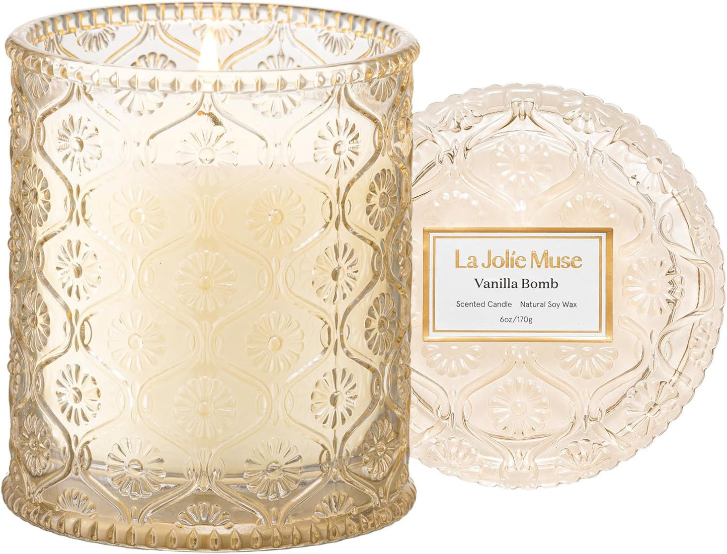 LA JOLIE MUSE Vanilla Zest Scented Candles for Home, Natural Soy, 40 Hrs