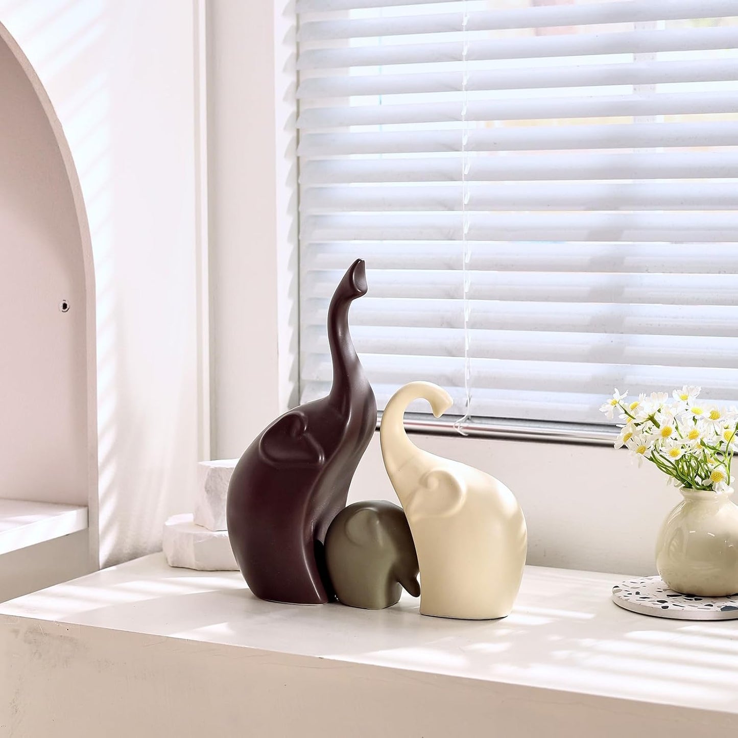 Ceramic Modern Art Elephant Statue Decorations / 4elephant / Set of 4