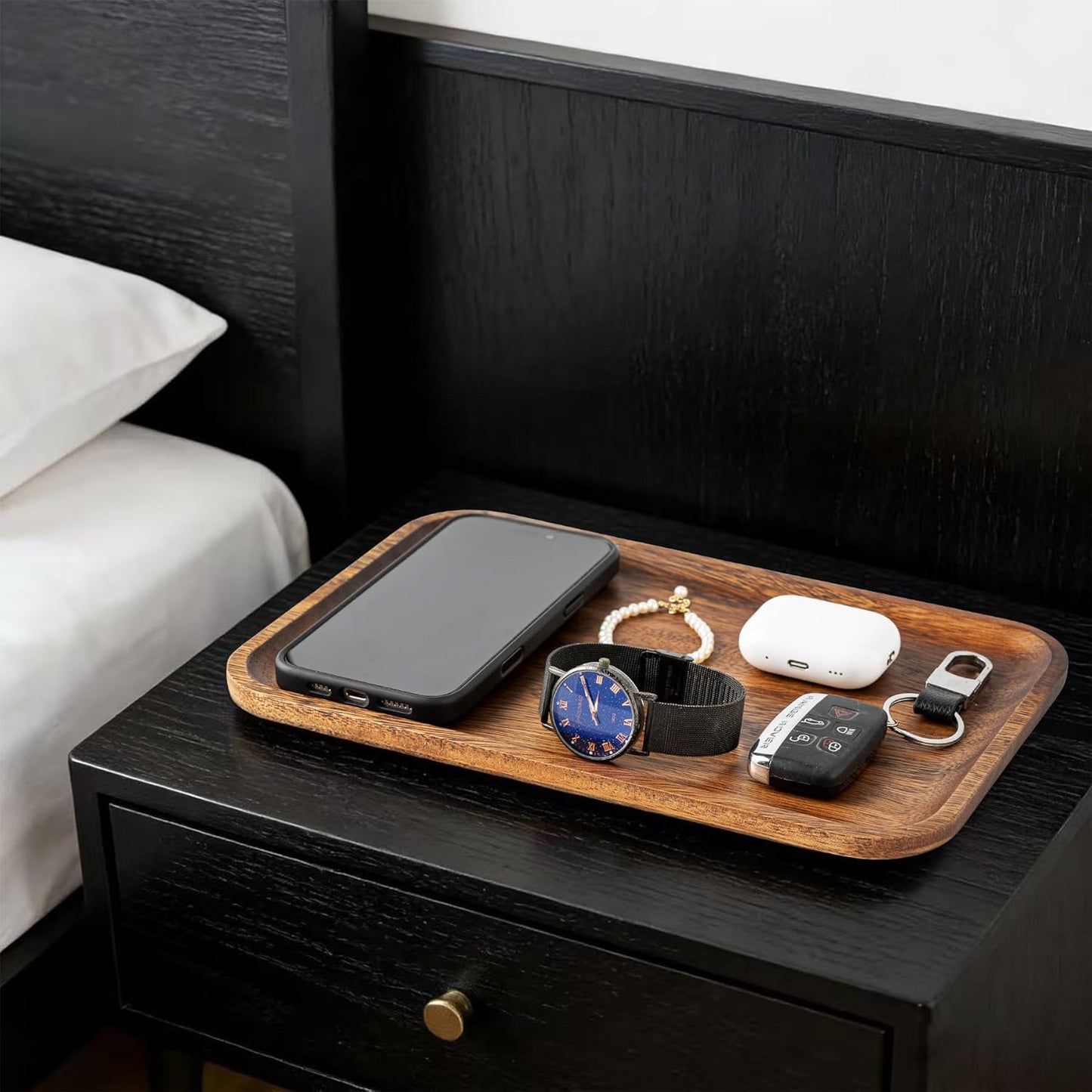 Serving Wood Valet Tray for Men Women / Set of 2
