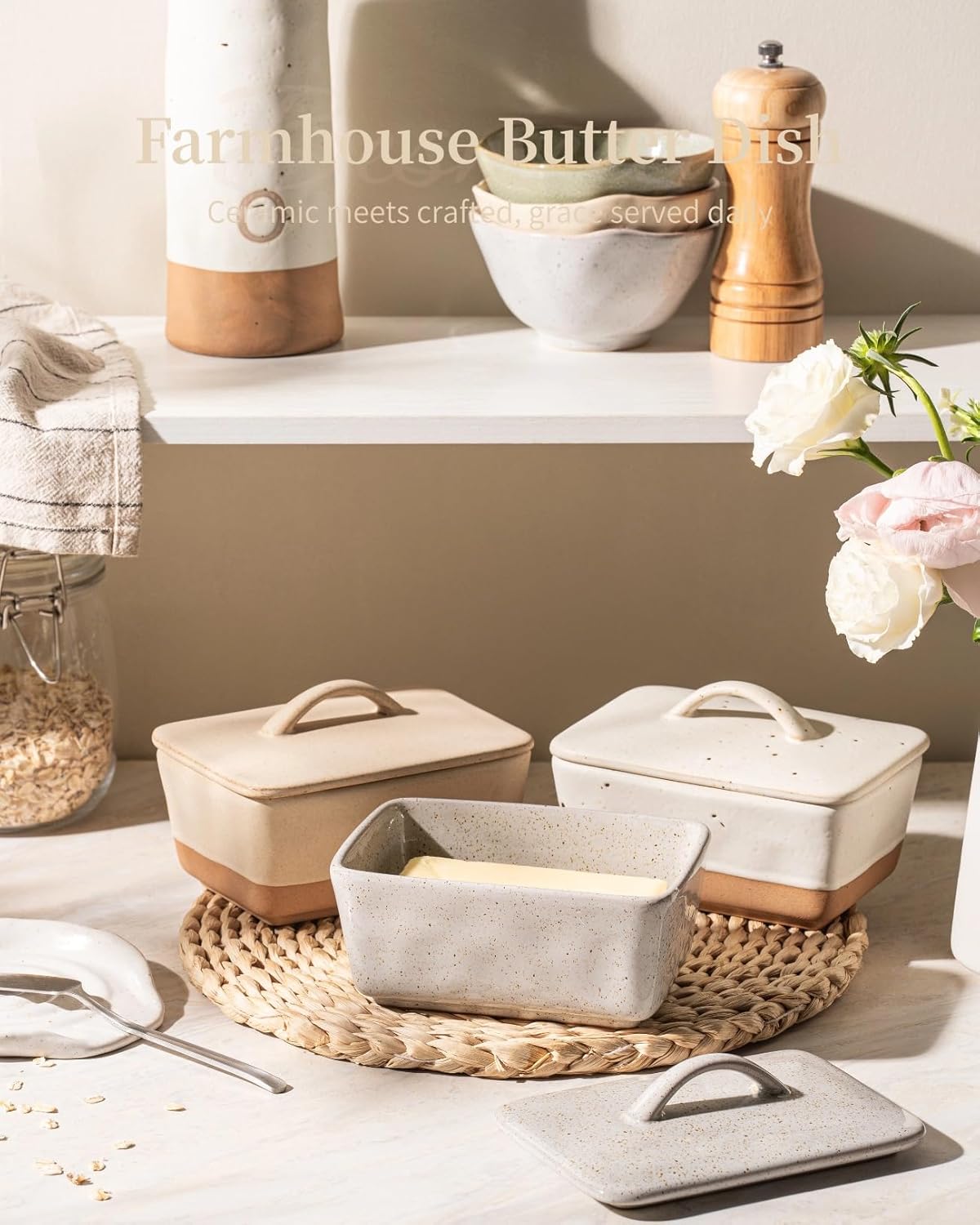 Ceramic Butter Dish / Gray