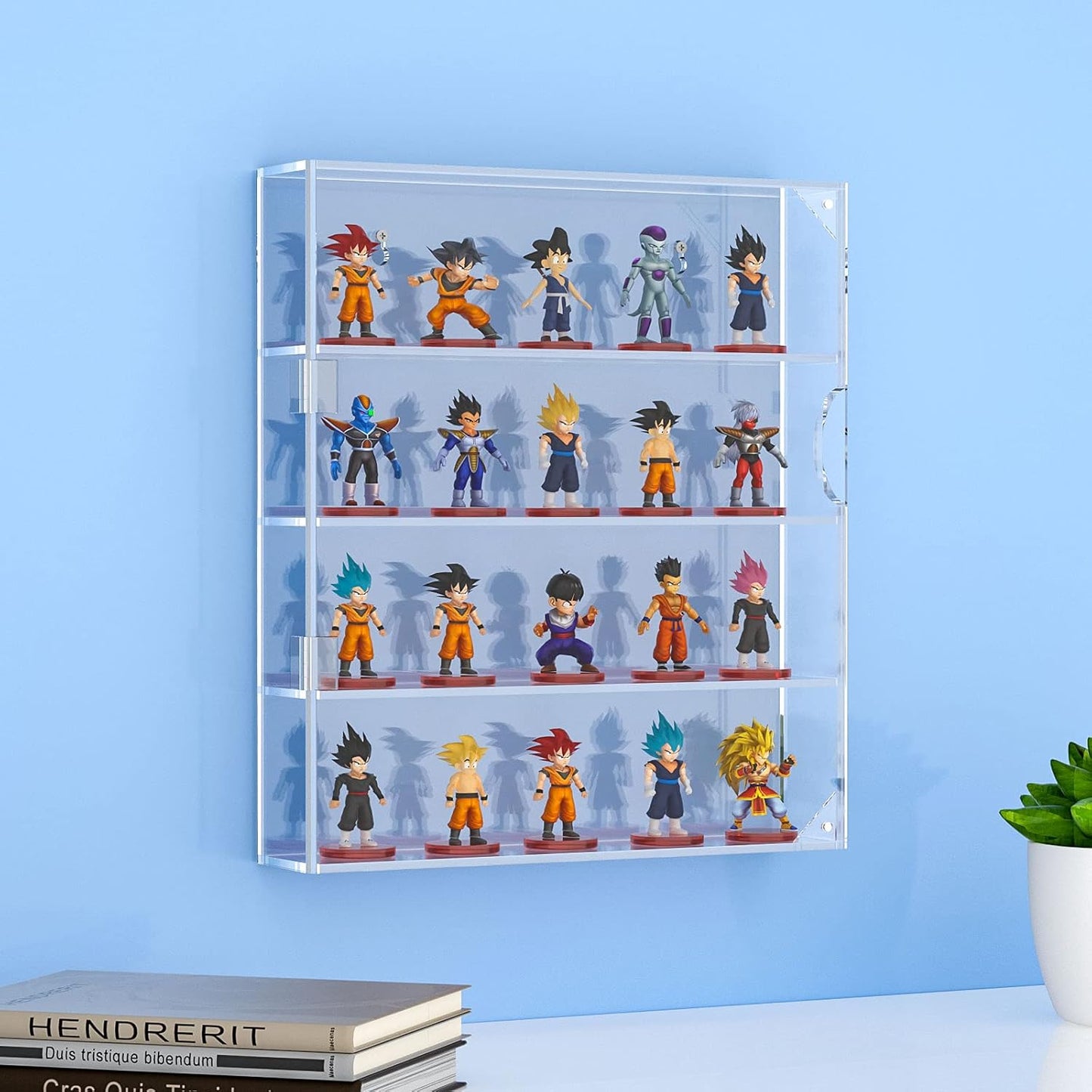 AITEE 4 Tiers Acrylic Display Case for Mini Funko Pop on Wall or Desktop | 11.77"Lx2.5"Wx13.38"H, acrylic, dustproof