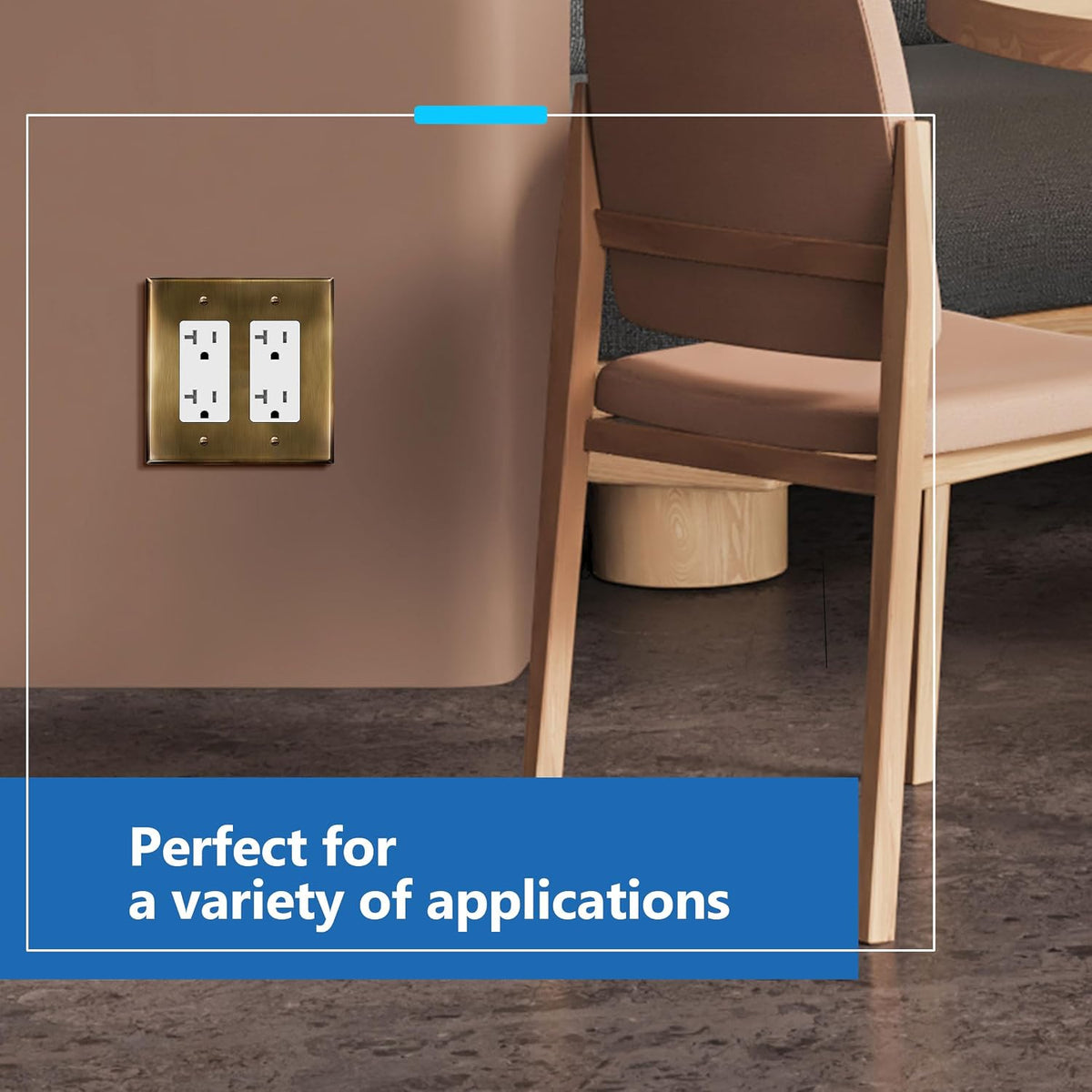 LIDER Decorator Switch or Receptacle Metal Wall Plate, Mid-Size 2-Gang | Corrosion Resistant, 2-Pack, Outlet Cover