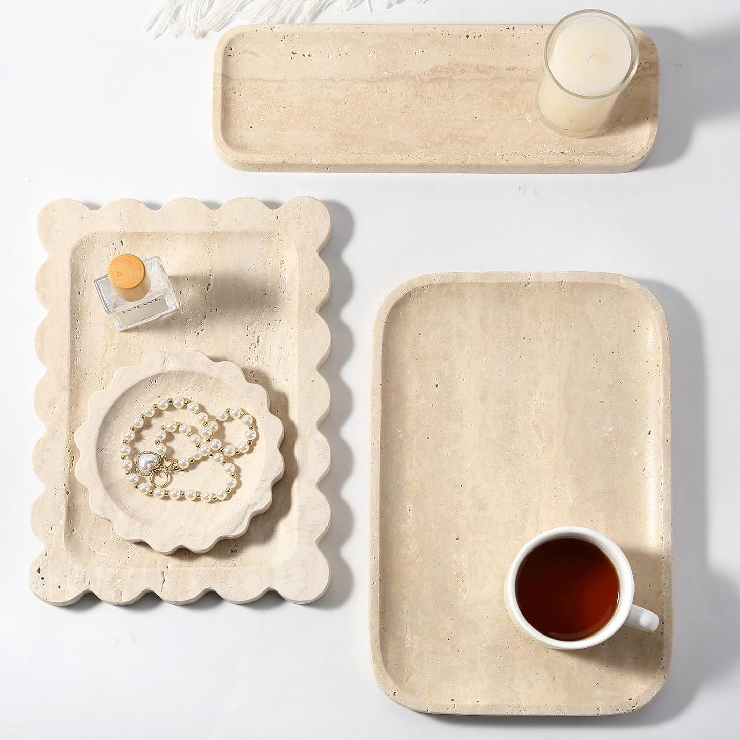Romano Travertine Tray / Travertino Romano / Natural / 12 x 8