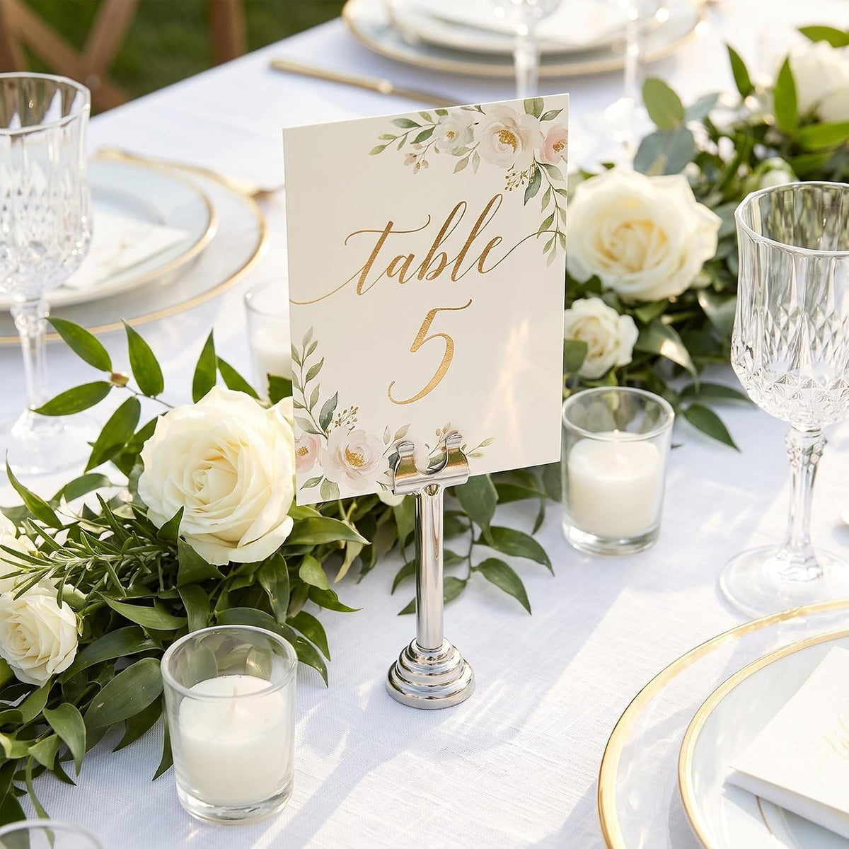 24 Pcs Silver Metal Table Number Holders 3.15 Inch Wedding Place Card Holders Bulk Harp Clip Table Sign Stands Card