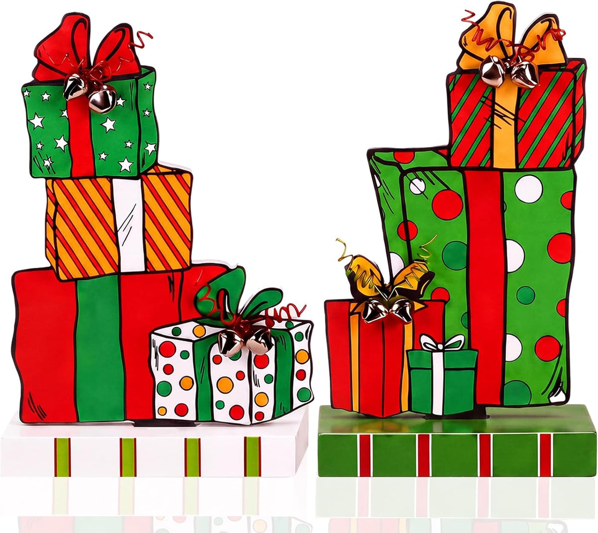 Amyhill 2 Pcs Christmas Table Decorations 5.9 Inch Xmas Gift Box Wood Signs