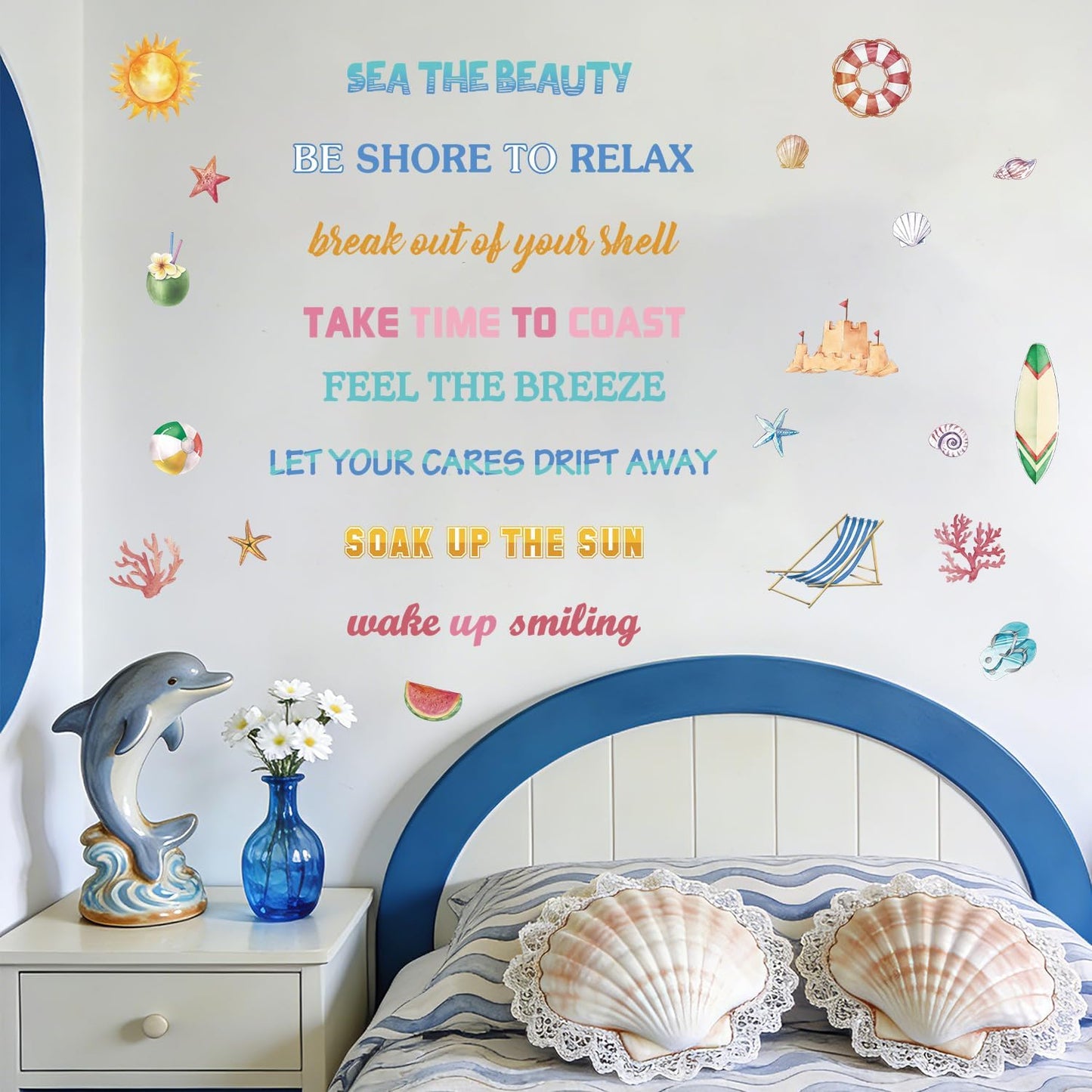 Beach Wall Stickers Inspirational Quotes Wall Decal for Classroom Colorful Summer / Summer Quotes