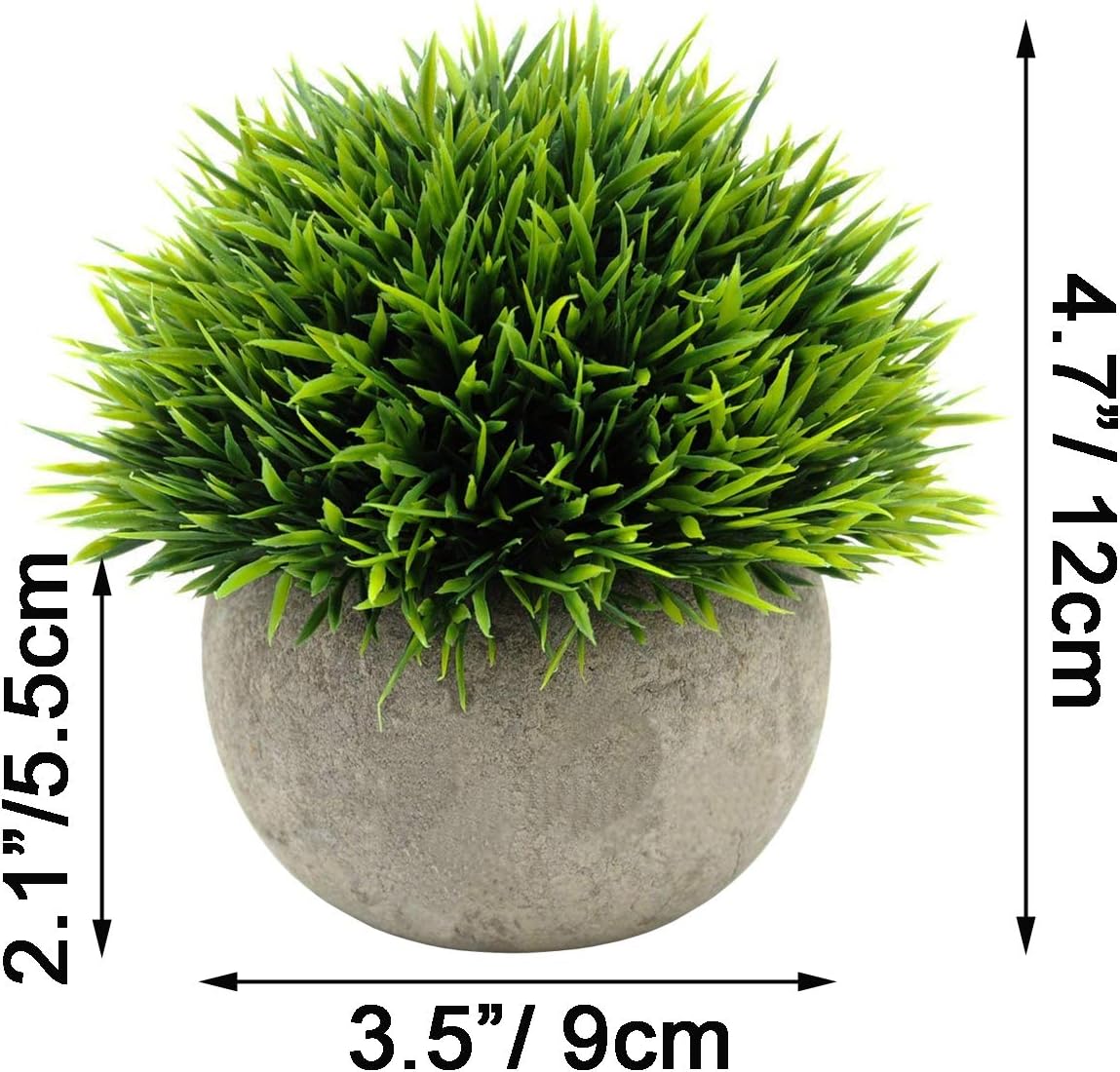 Mini Plastic Artificial Plants Grass in Pot/Small Artificial Faux Greenery/Mini Plants / Set of 4