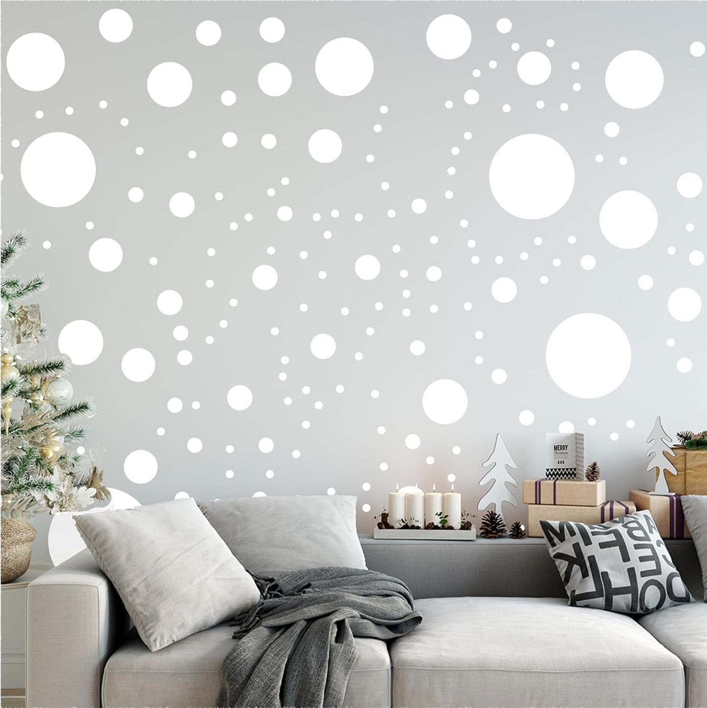 500+ Assorted Polka Dot Circle Wall Stickers for Kids Bedroom Living Room / White