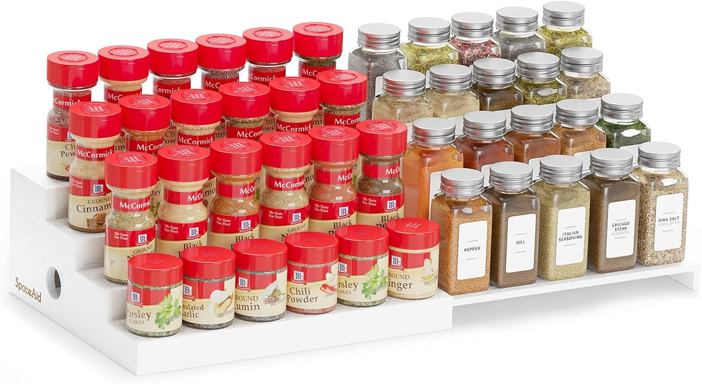 SpaceAid Bamboo Spice Rack Organizer for Cabinet, Kitchen Pantry Spices Storage Rack for Cabinets Organization, Home