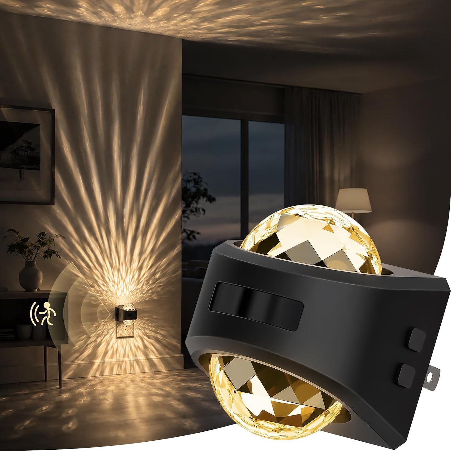 Briignite Motion Sensor Night Light Projector Dimmable Warm White Rotatable