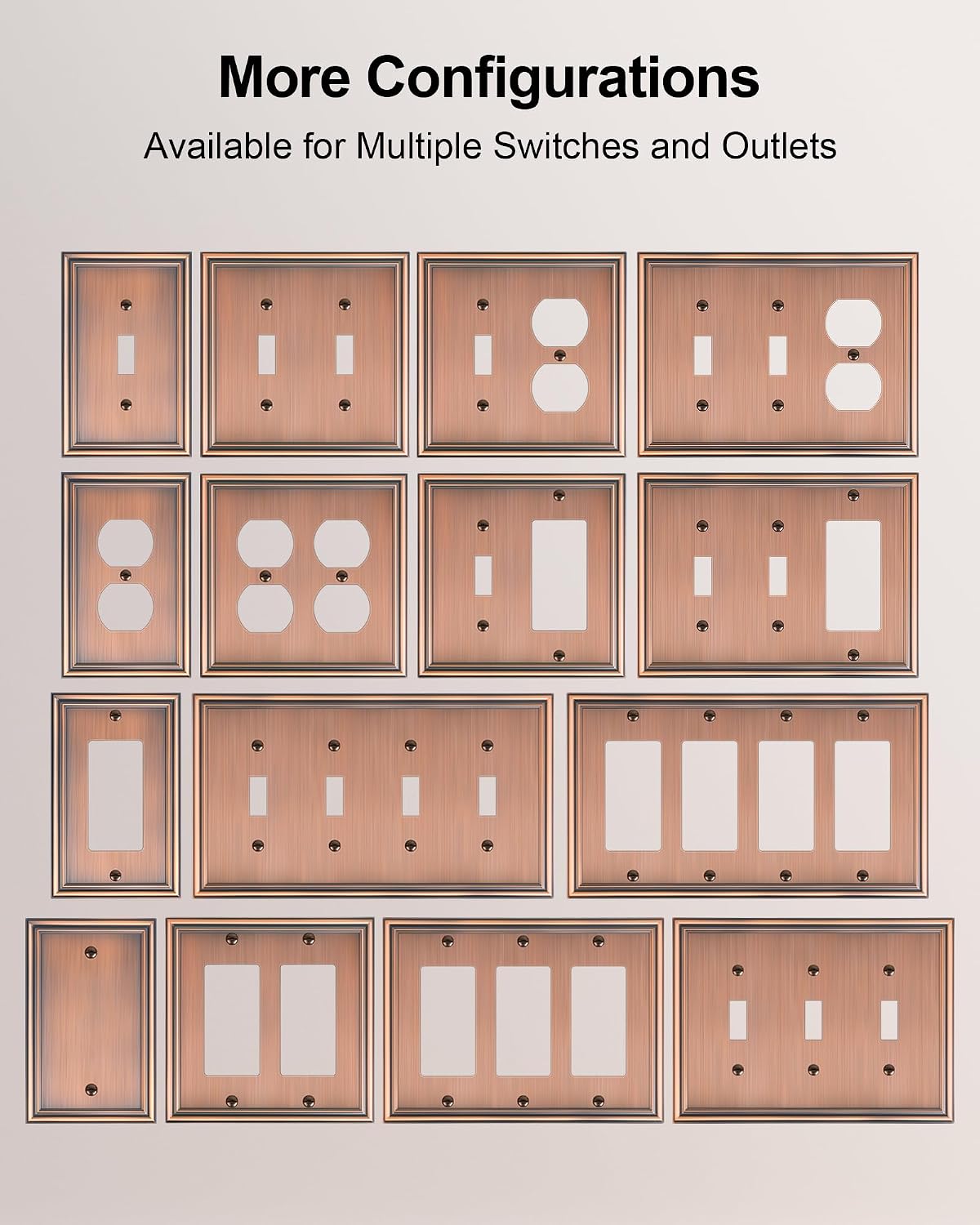 2-Pack Zinc Alloy Combo Double Toggle/Single Duplex Outlet Covers | Decorative Switch Plate Covers, Wall Plate for
