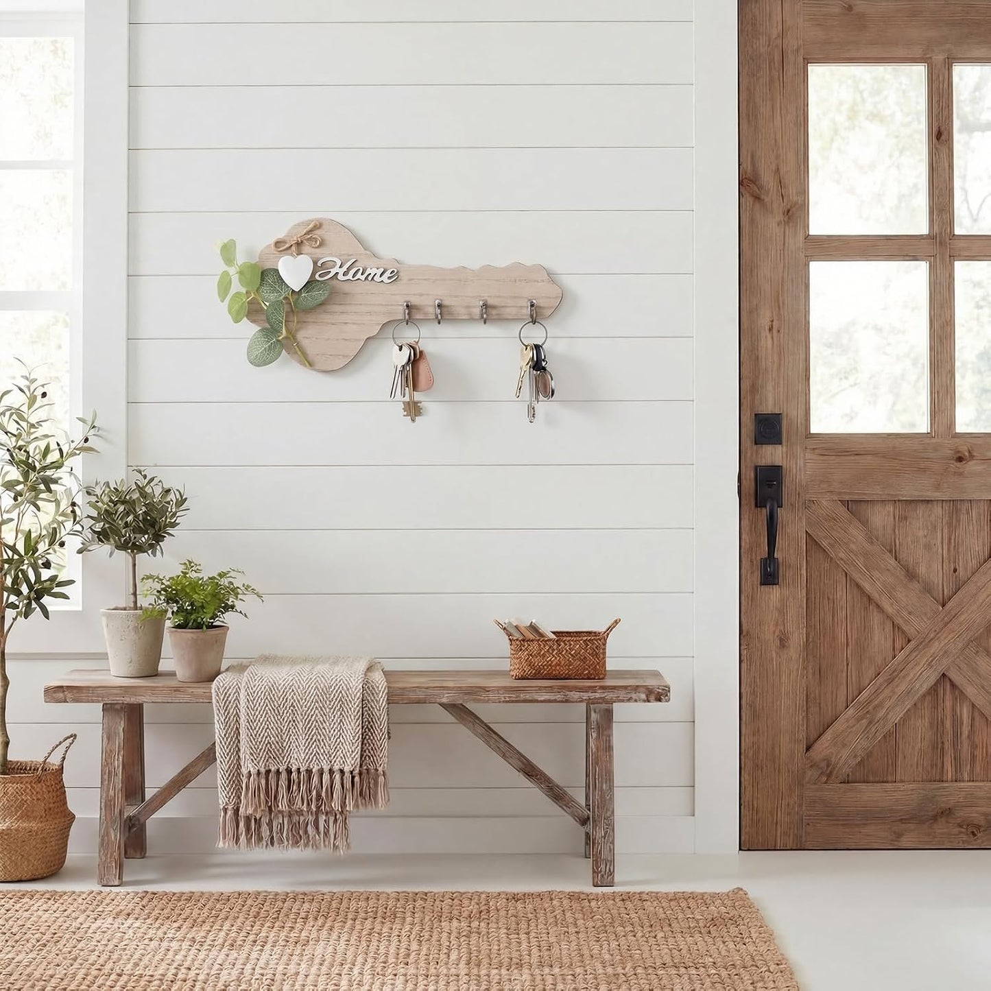 Rustic Wooden Home Key Holder Wall Decor