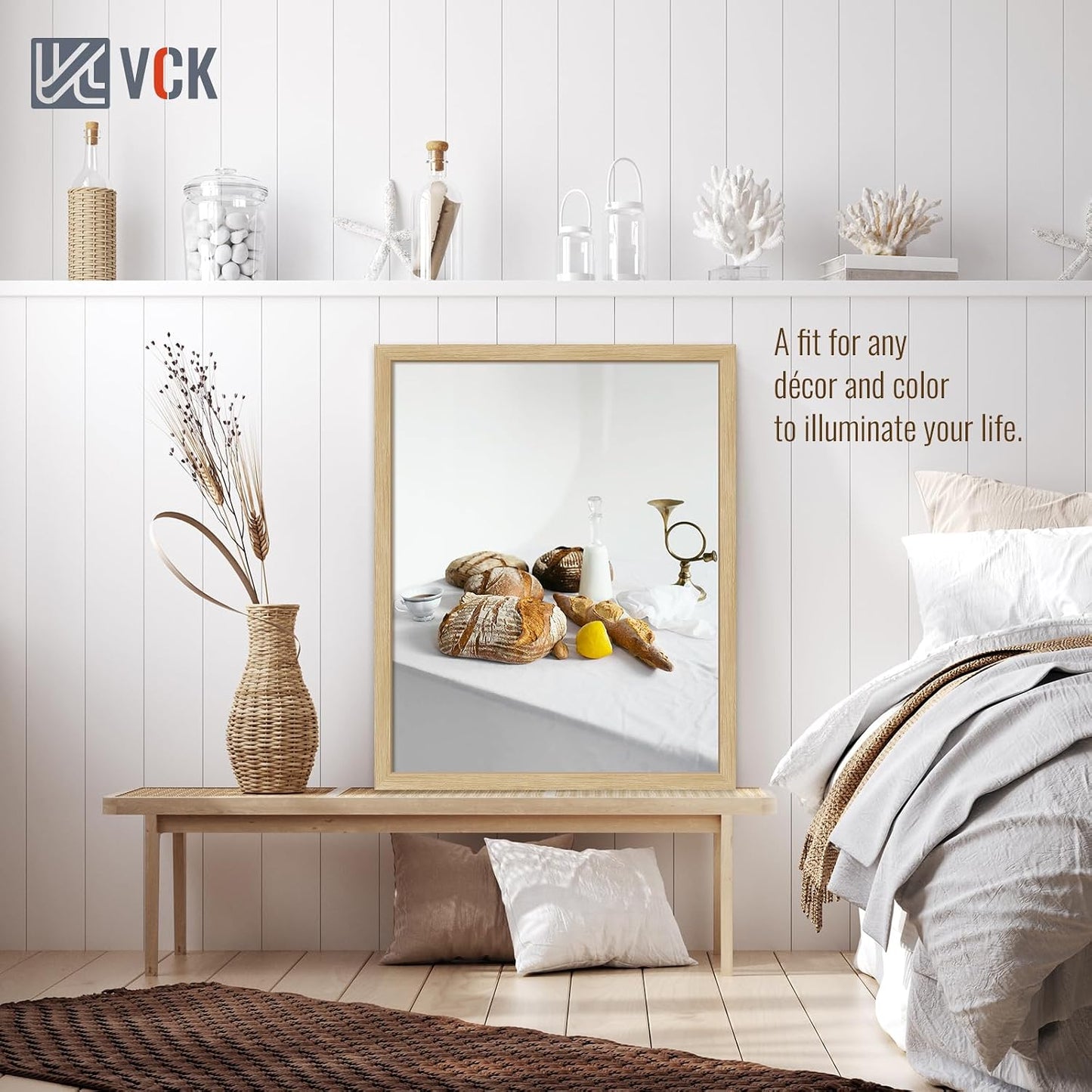 VCK 20x30 Oak Frame 3 Pack - Textured Wood 30x20 Picture Frames For Wall | 20x30 picture frame, plexiglass, 1.1 inch