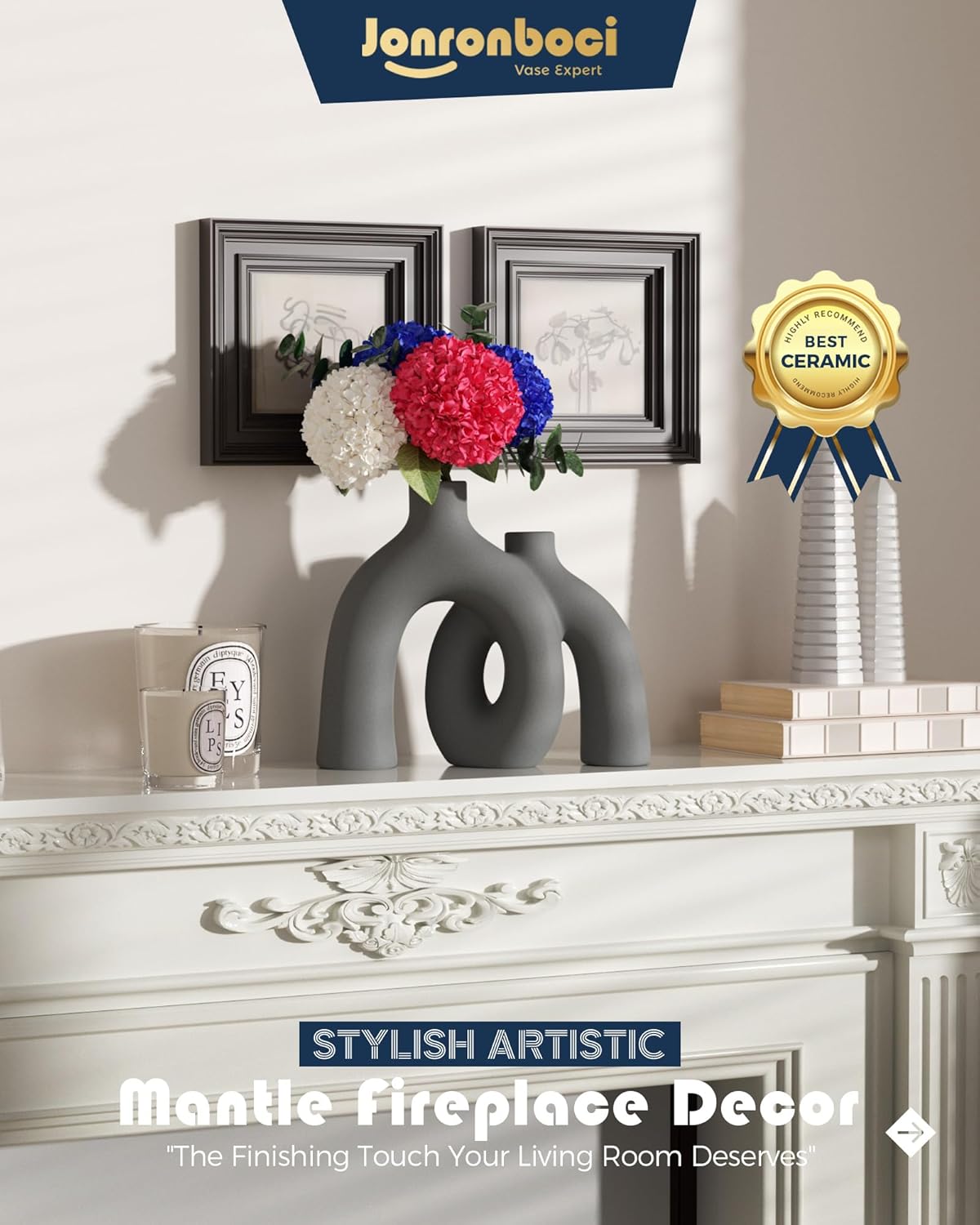 Dark Modern Minimalism Industrial Style Vases Home Decor / Gray