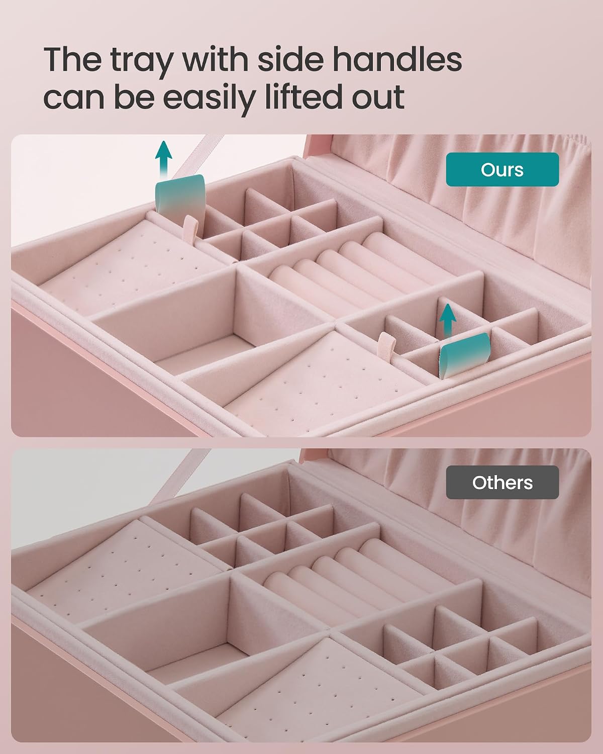 Jewelry Organizer / Removable Jewelry Tray / Jelly Pink
