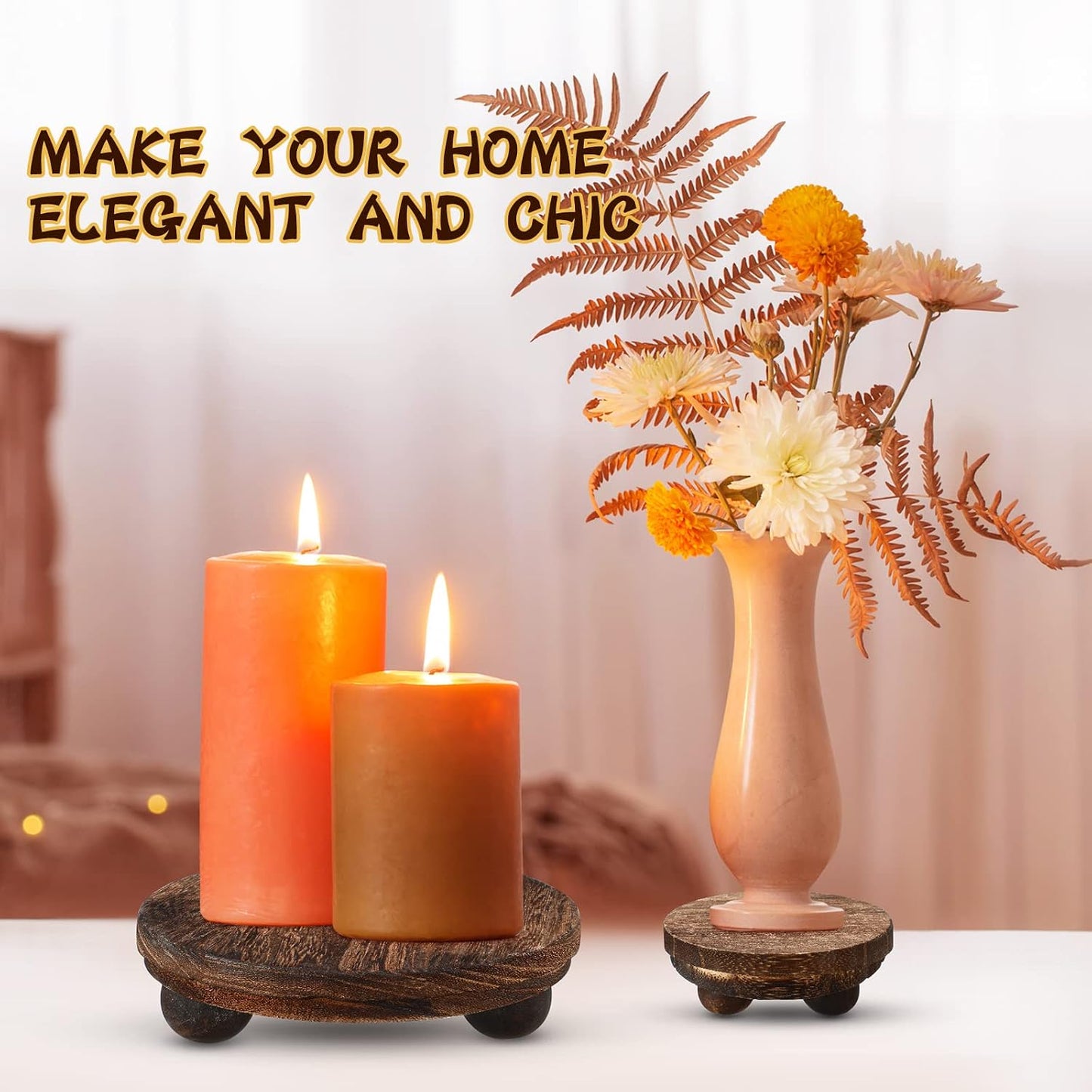 Mini Wooden Risers for Decor Small Round Pedestal Stand / Brown / 5/4/3 Inch / 3 Inch / Set of 3
