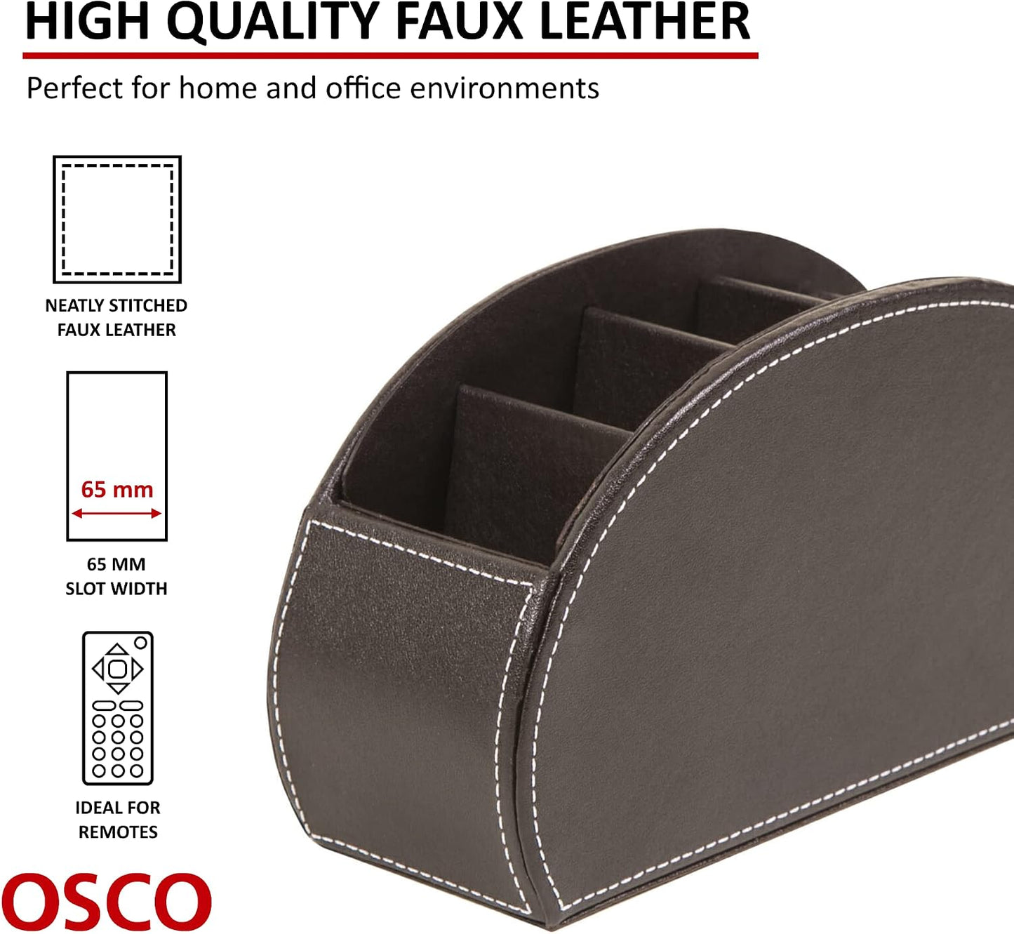 Osco Faux Leather 5 Part Remote Organiser - Brown, BPURO1