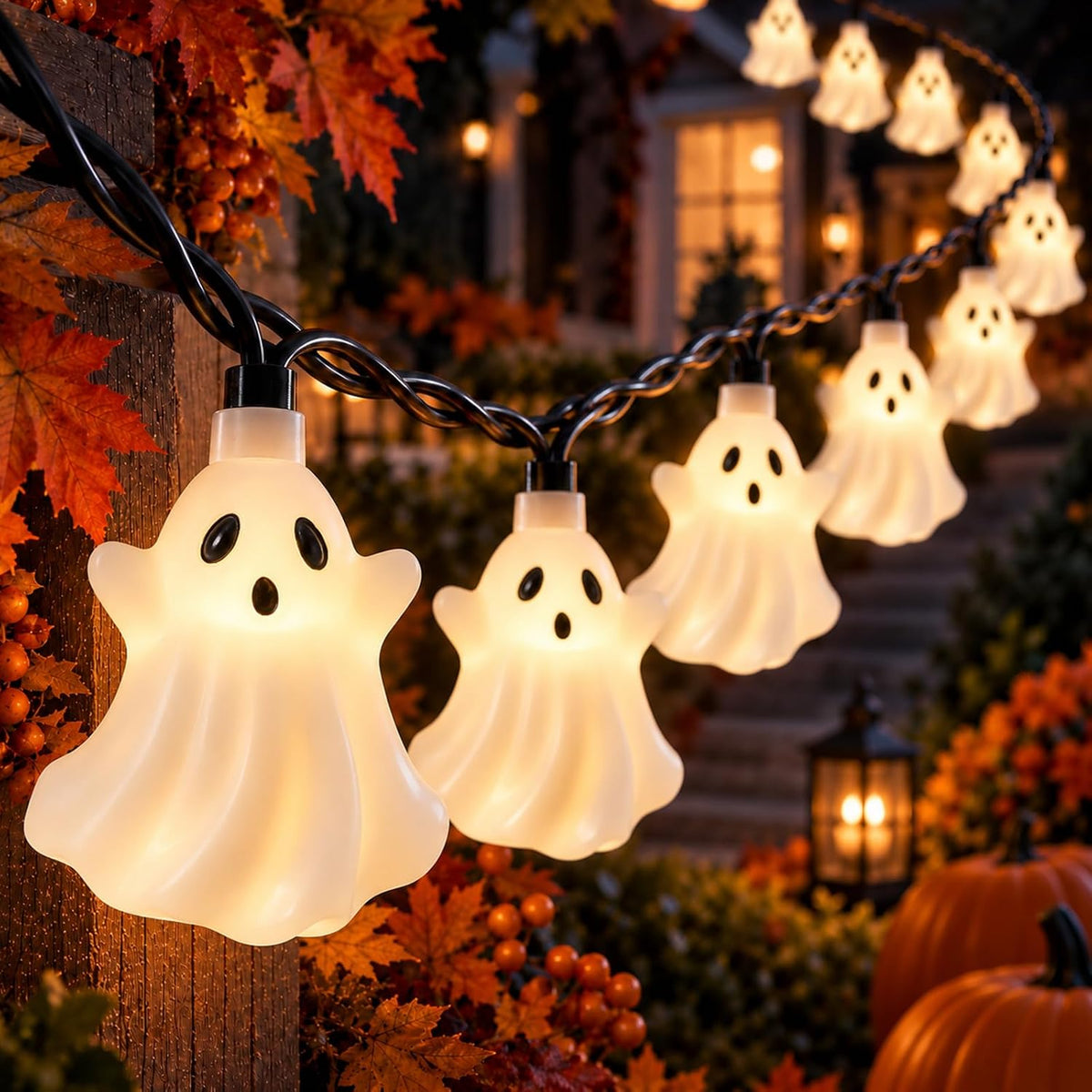 Halloween Ghost String Lights 8.5FT 10 White Ghost Lights for Party Decor