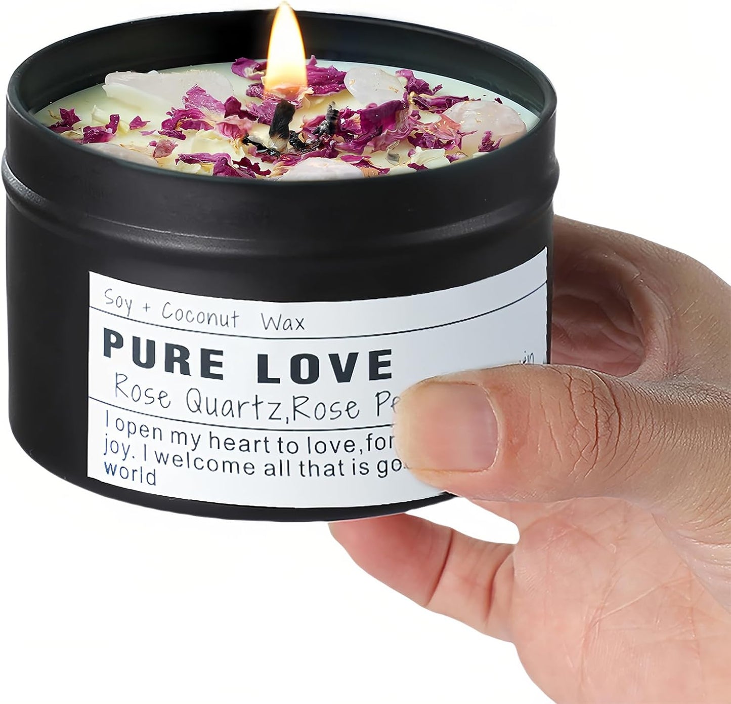 Crystal Candle, Healing Energy Protection Gift, Mindful Intentions, Best Friend, Mother's Birthday Gift.(Pure Love)