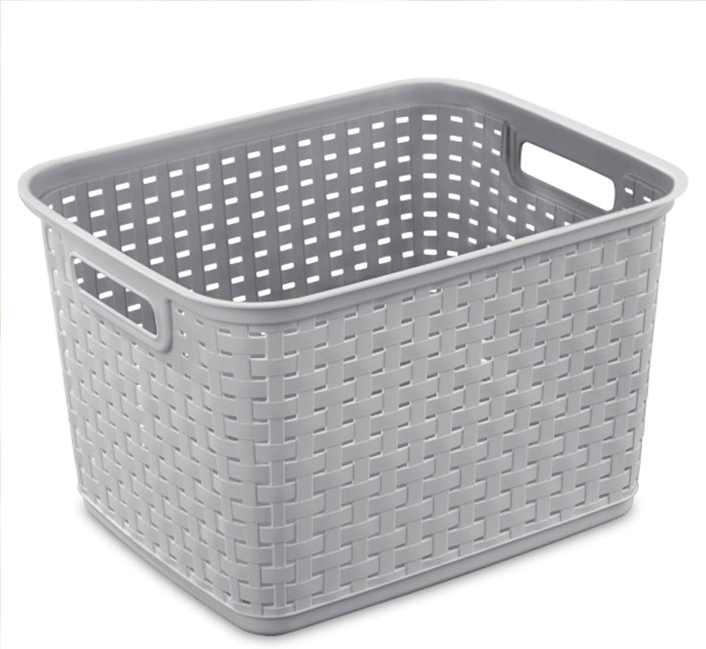 Woven Plastic Storage Baskets for Organization / Gray / Set of 6