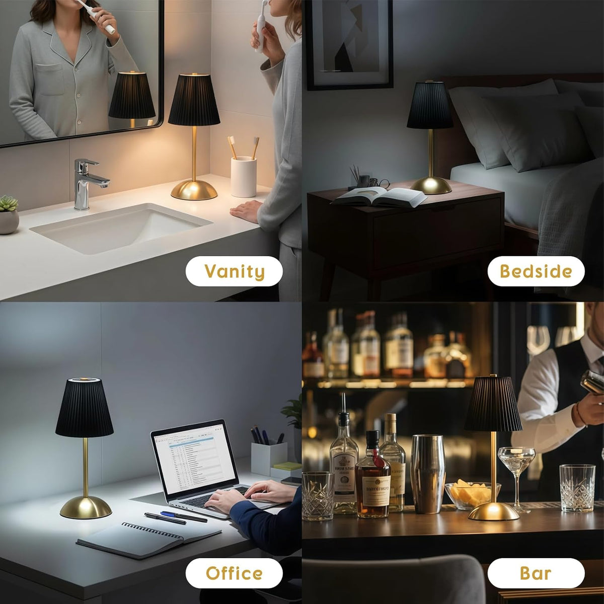 2-Pack Cordless Table Lamps Rechargeable, Battery Mini LED Lamps | Small Wireless Lamps for Tables, Restaurant Table