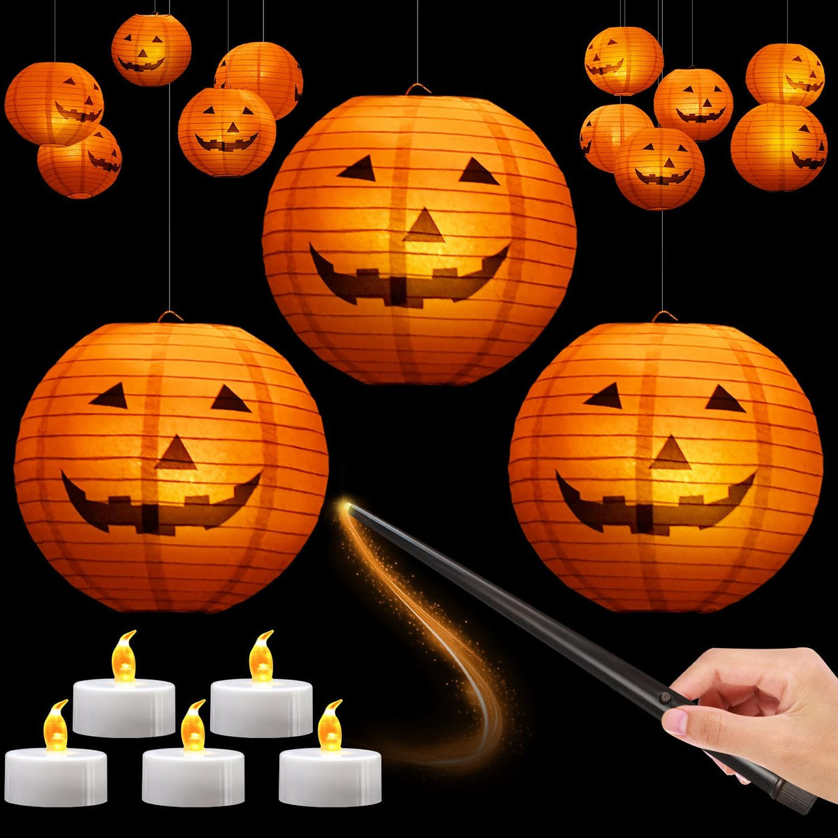 12pcs 10in Floating Jack-O-Lanterns