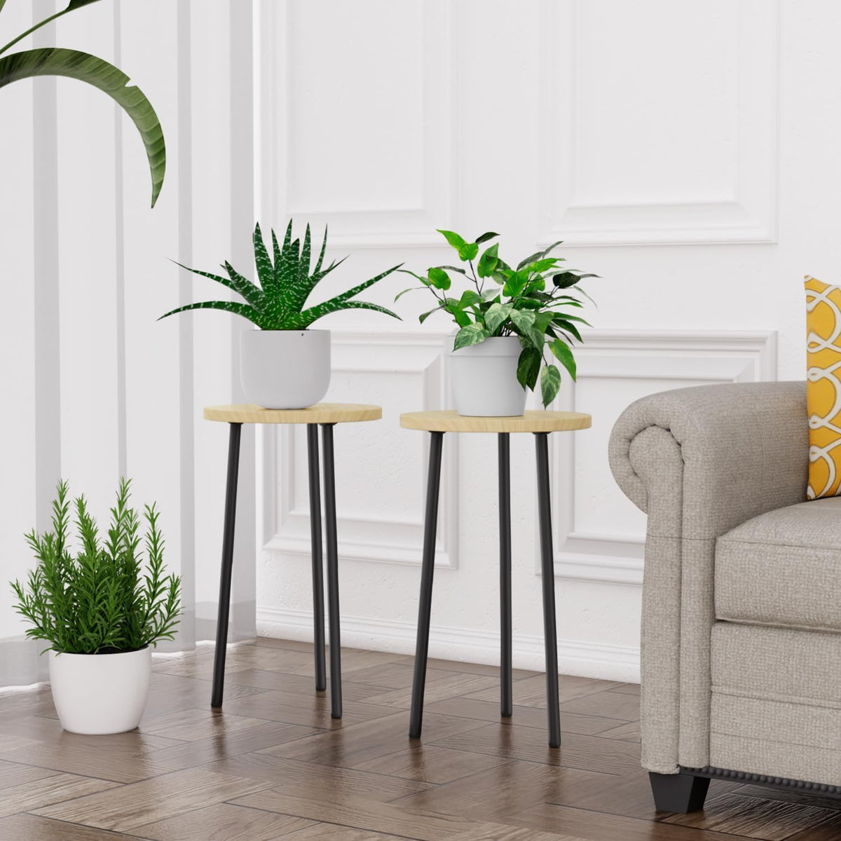 Plant Stand Indoor Outdoor: 2 Pack Indoor Plant Stand 20'' Convertible Multi-purpose Holder - Mid Century Modern Decor