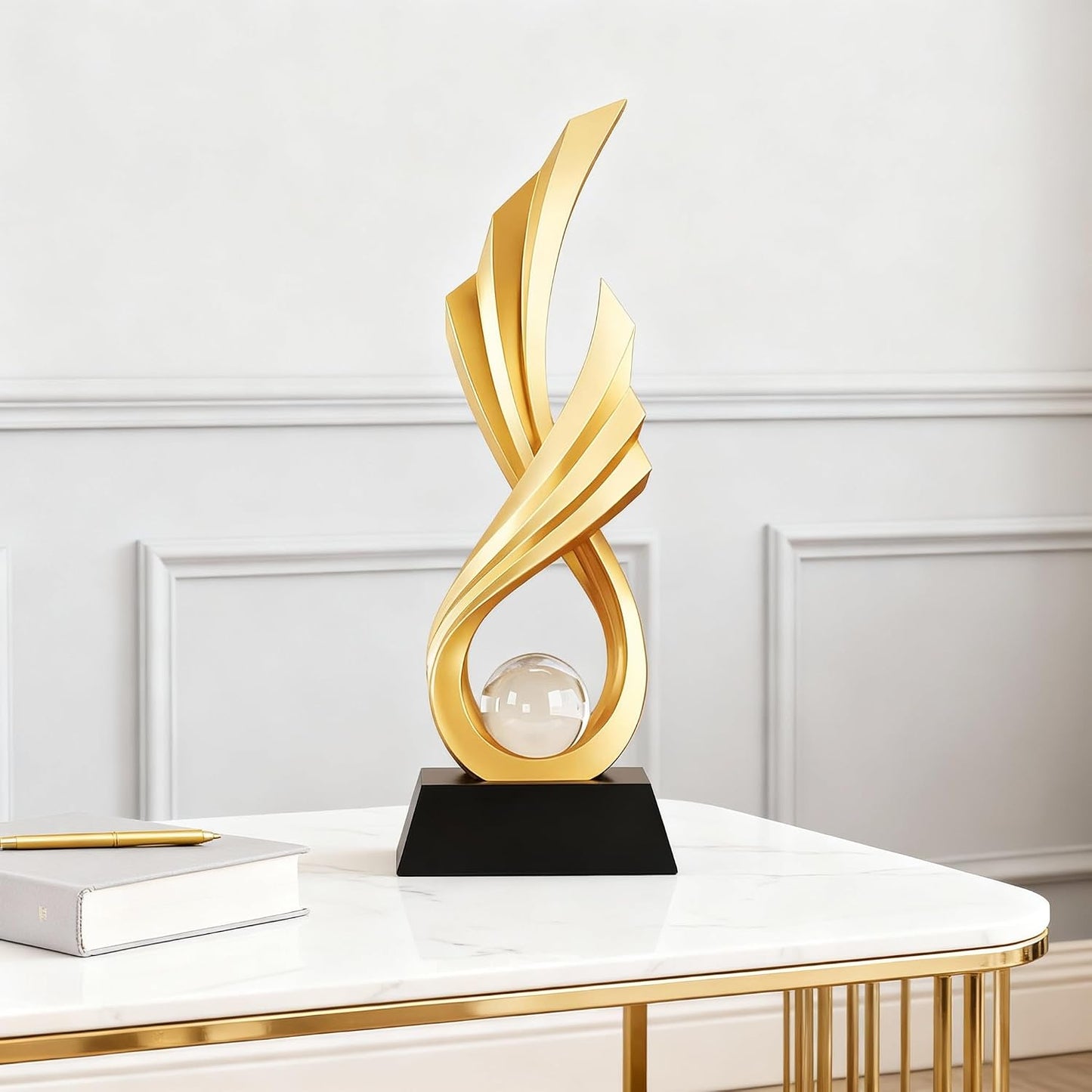 Modern Abstract Art Statue / Gold