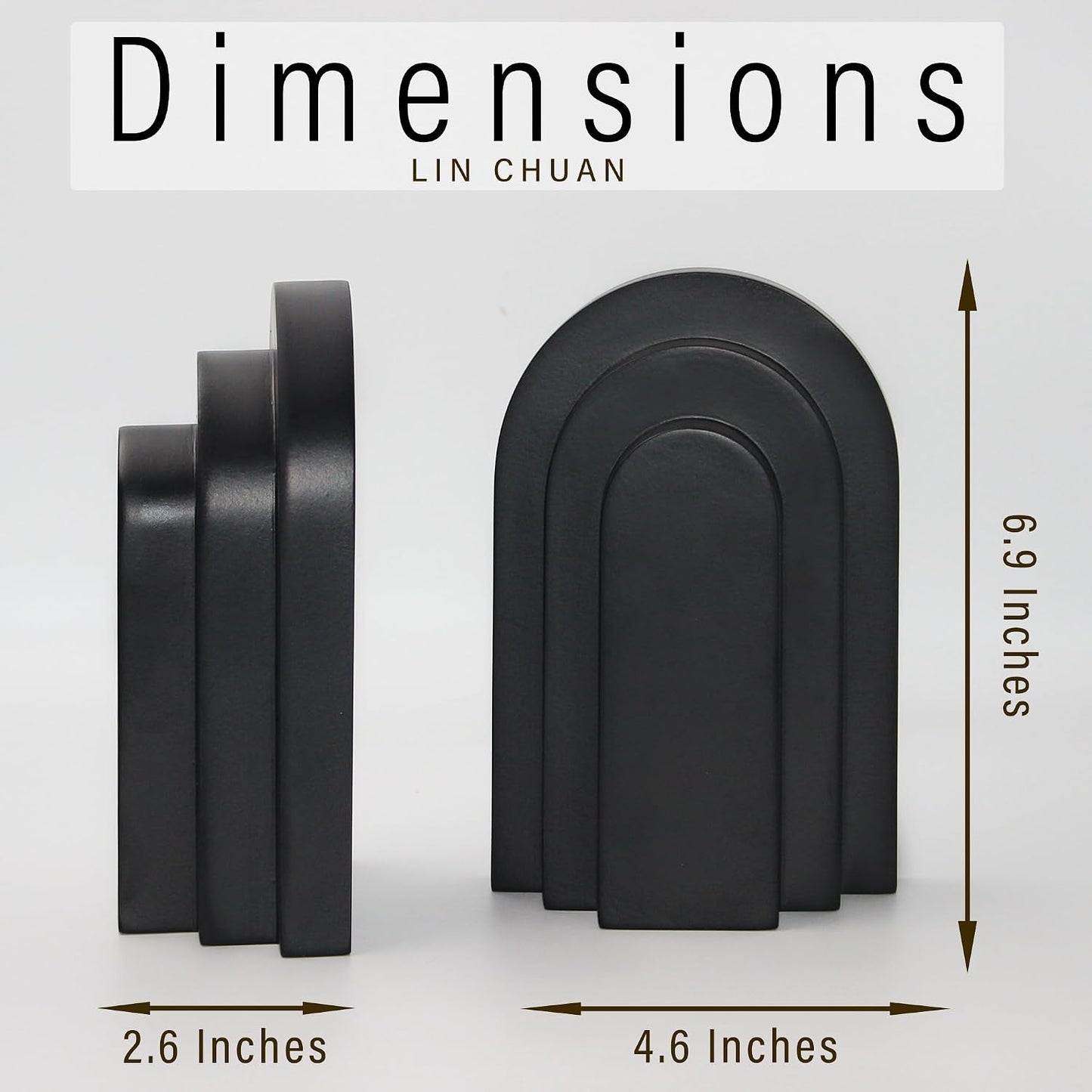 6.6 LBS Modern Book Stopper / Black / Set of 2