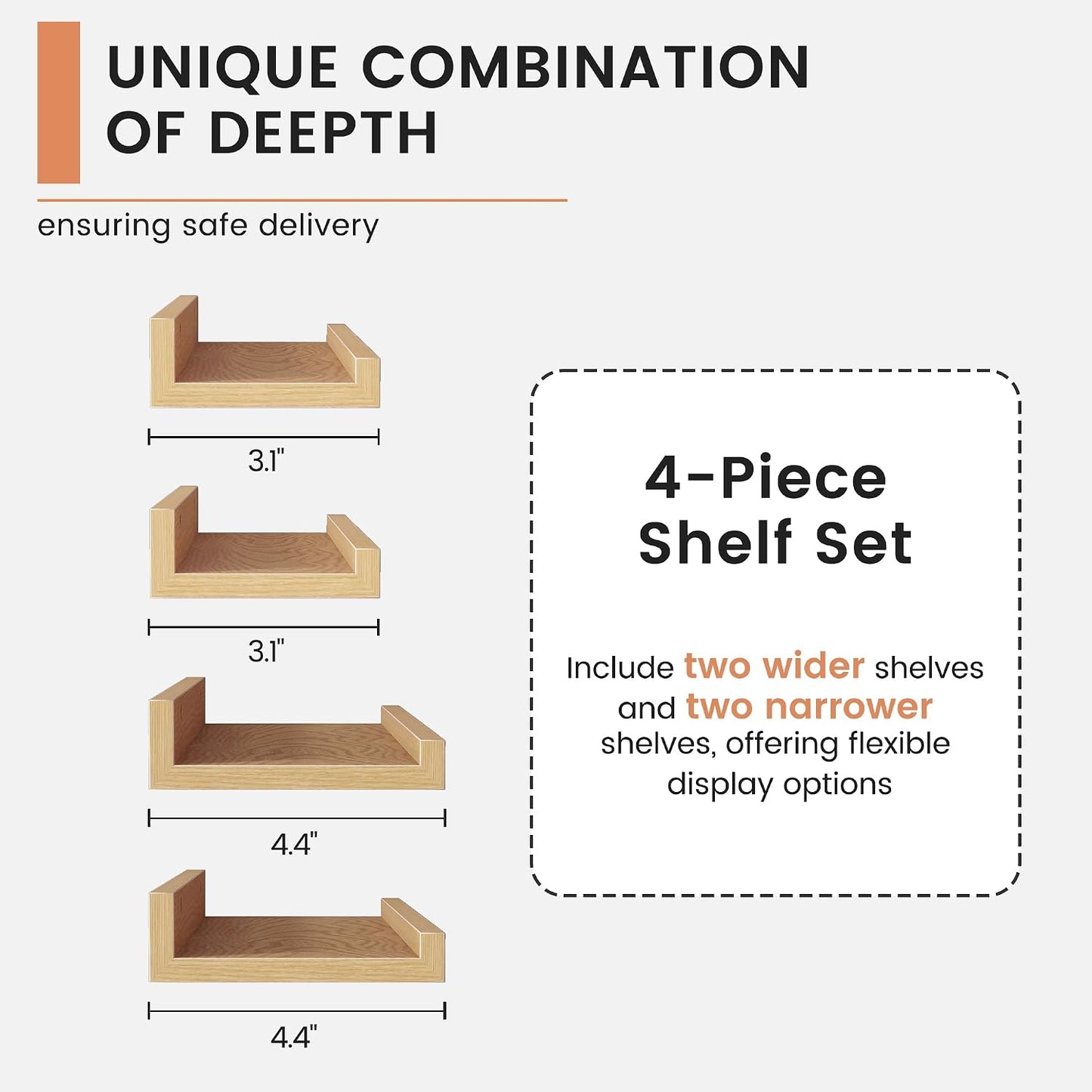 Floating Picture Ledge Shelves for Wall Set of 4, 36 Inch Wall Shelves with Lip Long Large Nursery Book Shelf for Toys