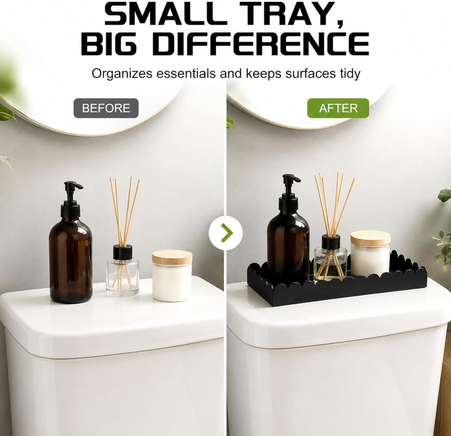 Toilet Tank Tray Metal Toilet Paper Scalloped Basket Organizer