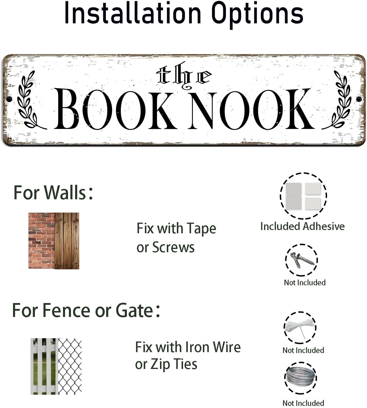 The Book Nook Sign PC Signage Decor / 12 x 3