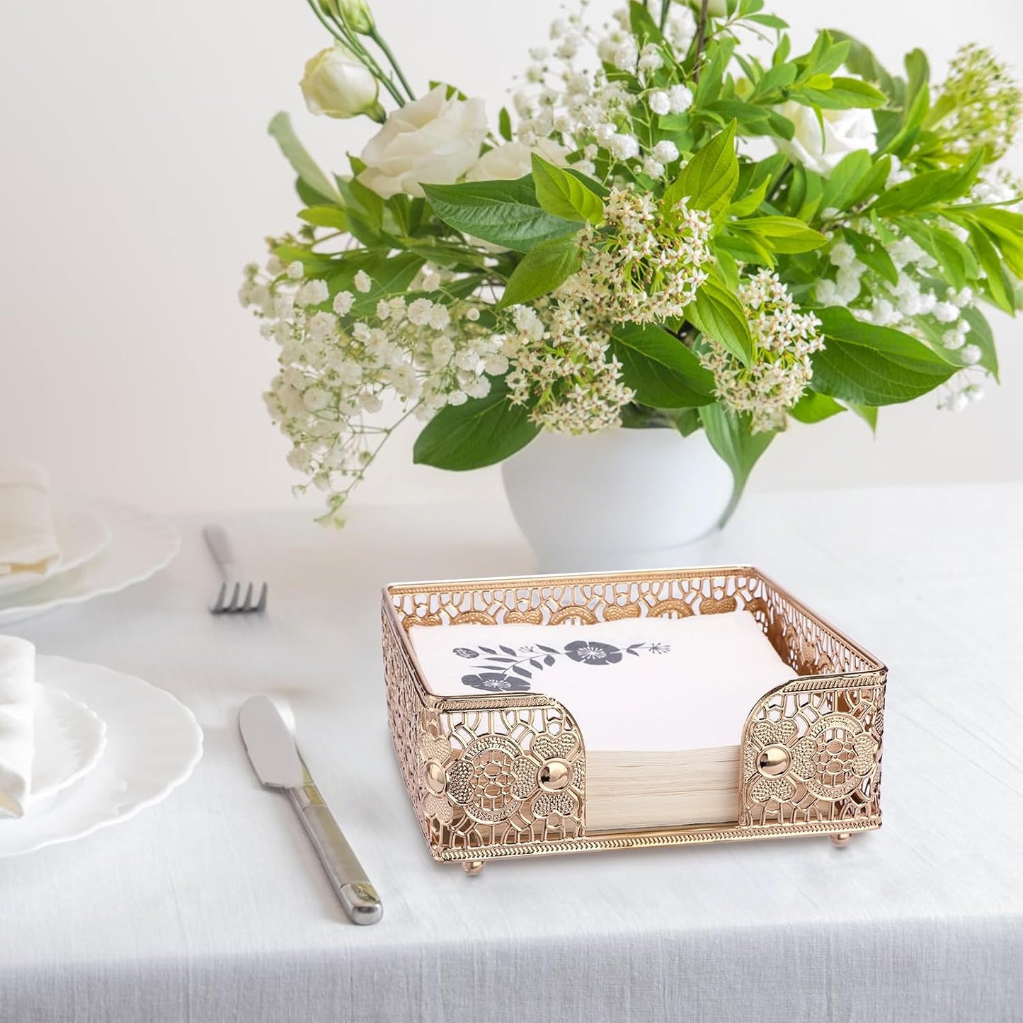 Luncheon Napkin Holder / Gold / 7.3 x 7.3 / Inch/luncheon