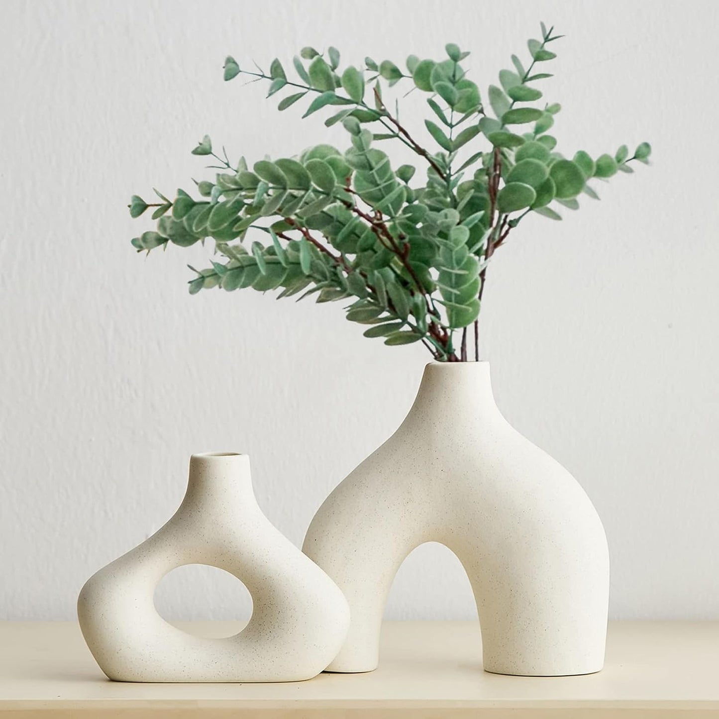 Ceramic Vase for Modern Home Decor / White / Set of 2