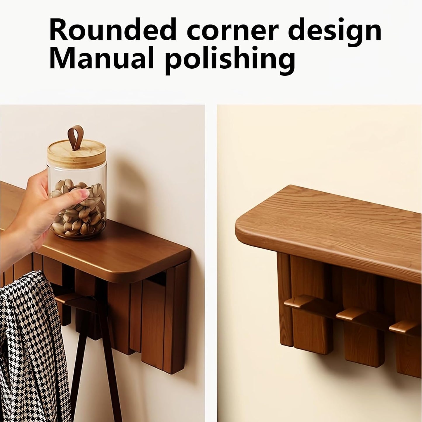 Paint Wood Wall Mounted Coat RackHooks Piano Key Hangers Natural Solid Wood Hanger Non-Woven Fabric Clothes Hangers for