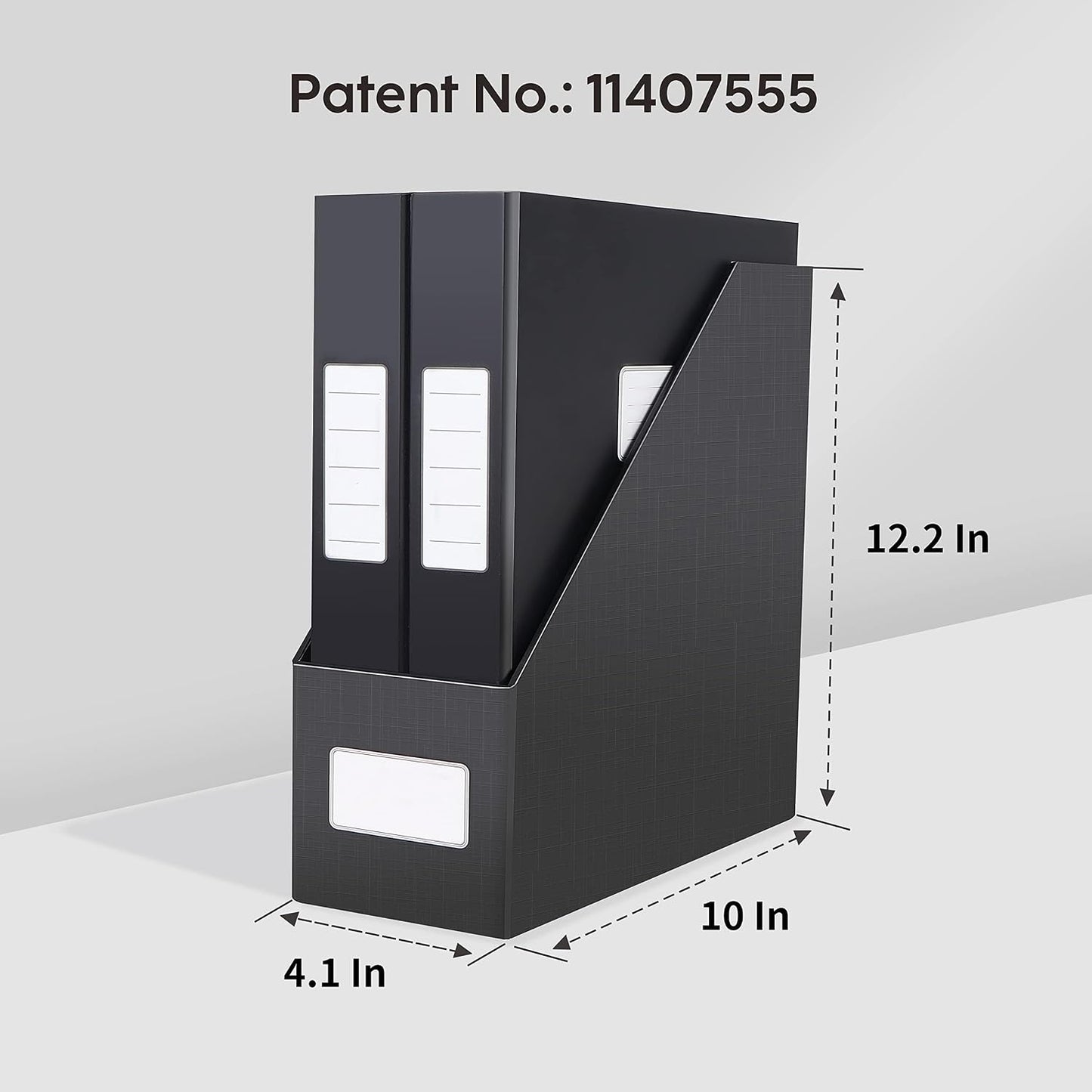 Black Magazine File Holders,3 Packs Cardboard File Rack, Folder Holder | Sturdy Cardboard Desktop Storage File Box