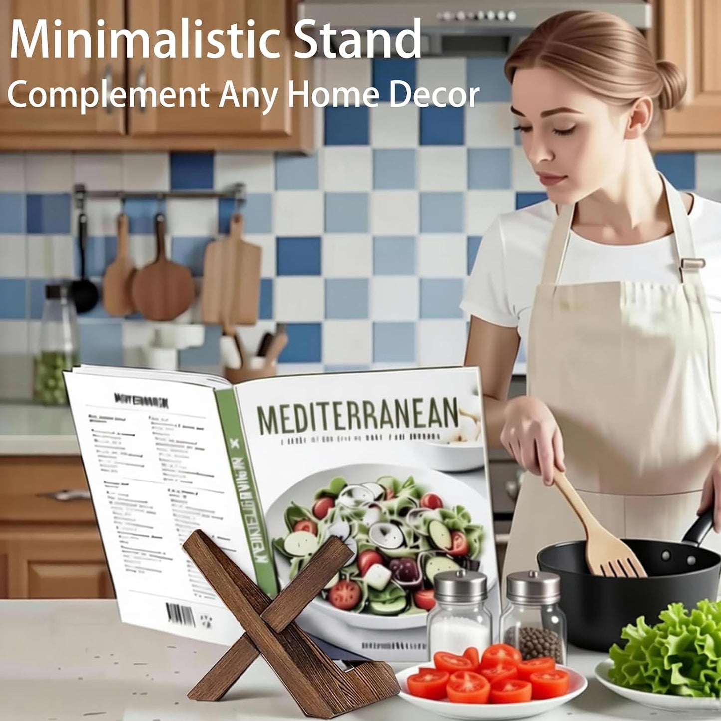 Plate Stands for Display Bowl Wooden Picture Frame Holder Cookbook Stand Decorative Table / 6.5 Inch
