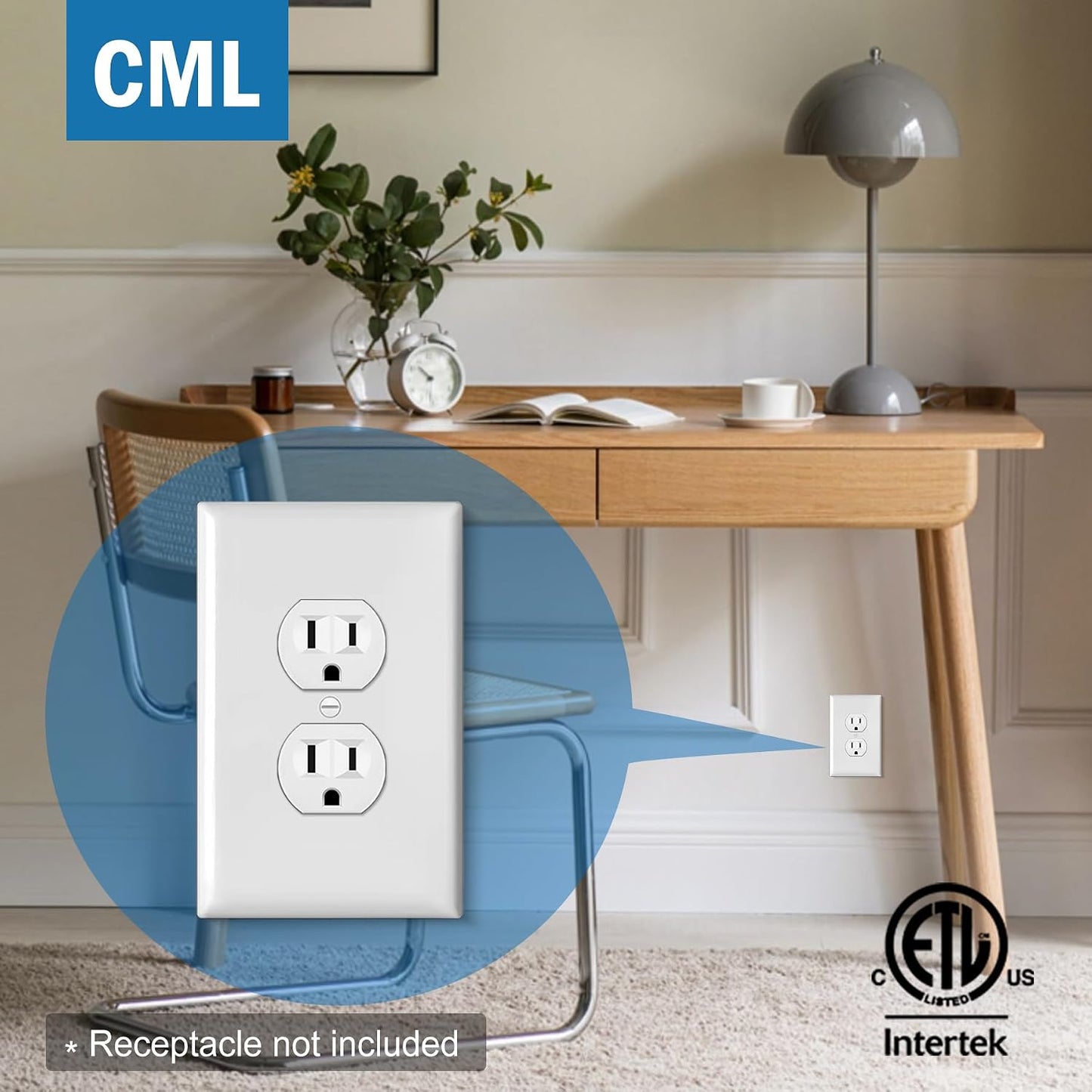 CML Jumbo Duplex Outlet Covers, 20 Pack Oversized Electrical Outlet Wall Plate, 1-Gang Switch Plates, Dual Receptacle
