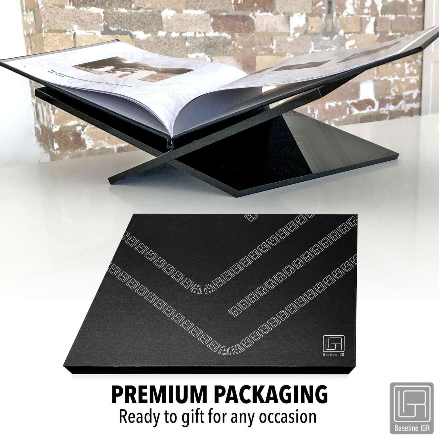 Large Black Acrylic Book Stand, 12.5" x 9.5" x 5.5”, Acrylic Book Holder, Open Bookstand for Display and Reading