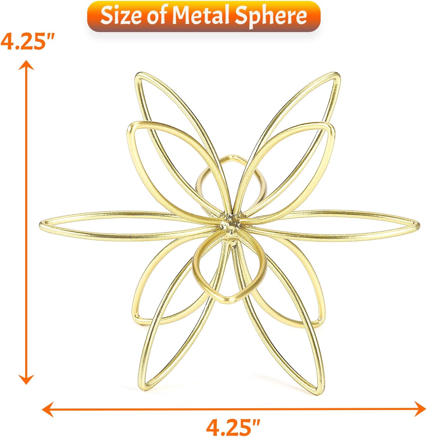 Metal Handmade Floral Decorative Sculpture / Golden-4.25in / Gold