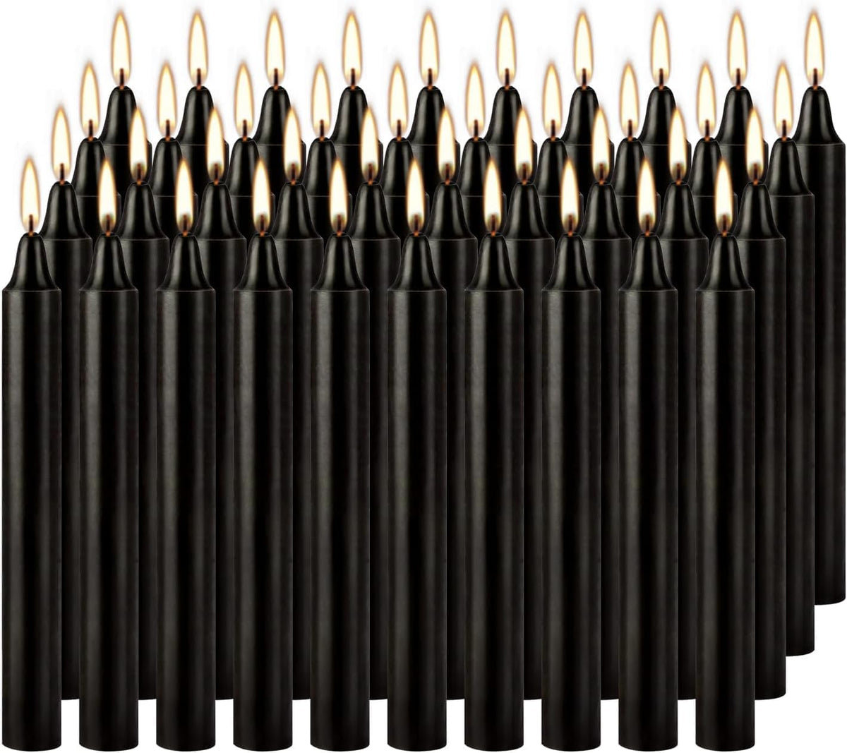 YOROXRG Set of 40 Black Candles – Spell Chime Candles for Halloween, Rituals, Prayer, Birthdays, Meditation, Altar - 4 Inch Tall, Unscented