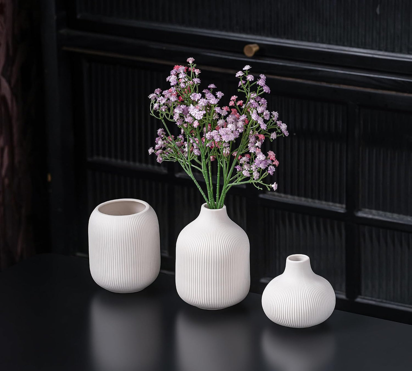 White Ceramic Vases for Decor / 15 White / Set of 3