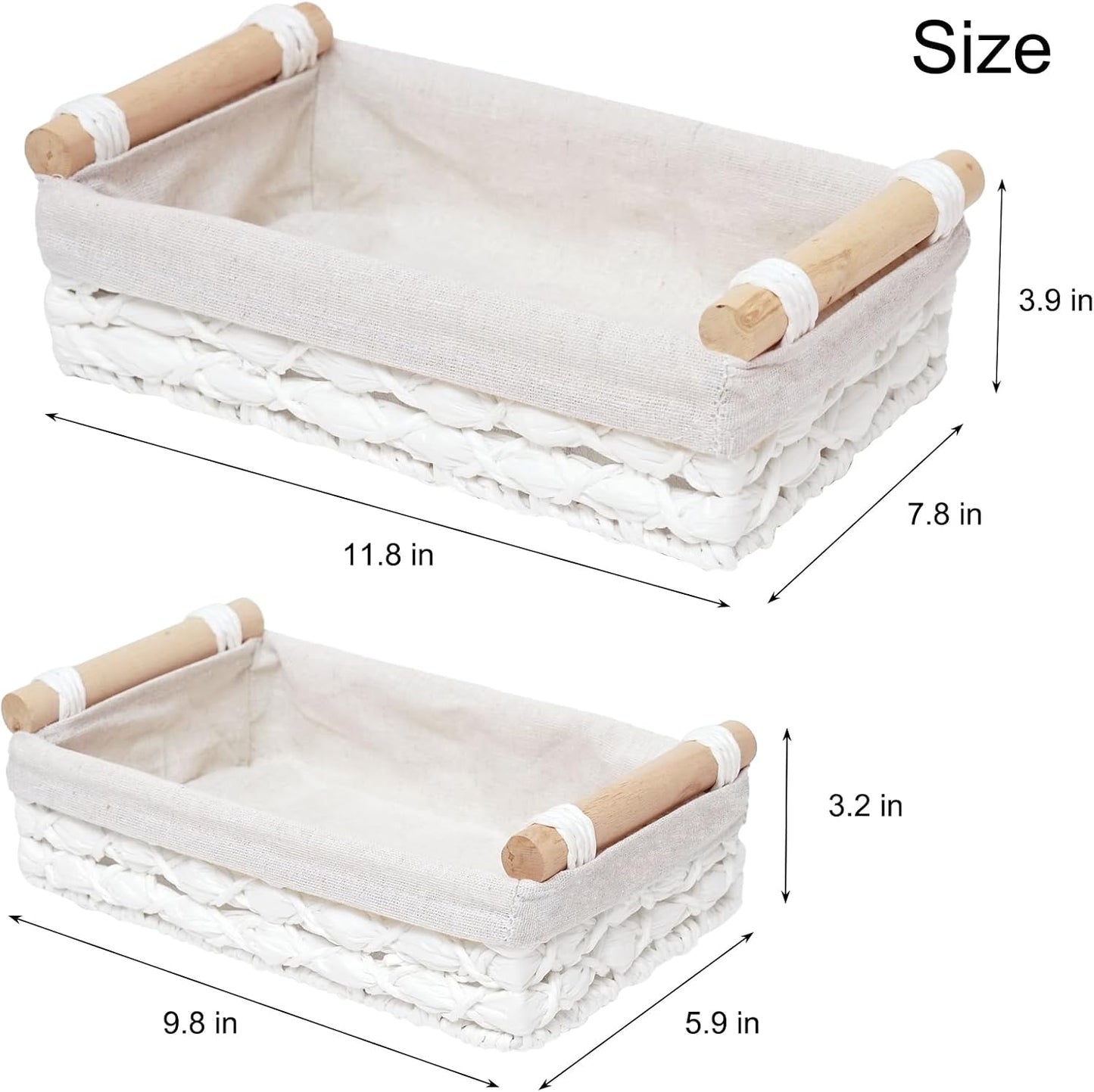 Storage Basket Wicker Baskets for Organizing / White