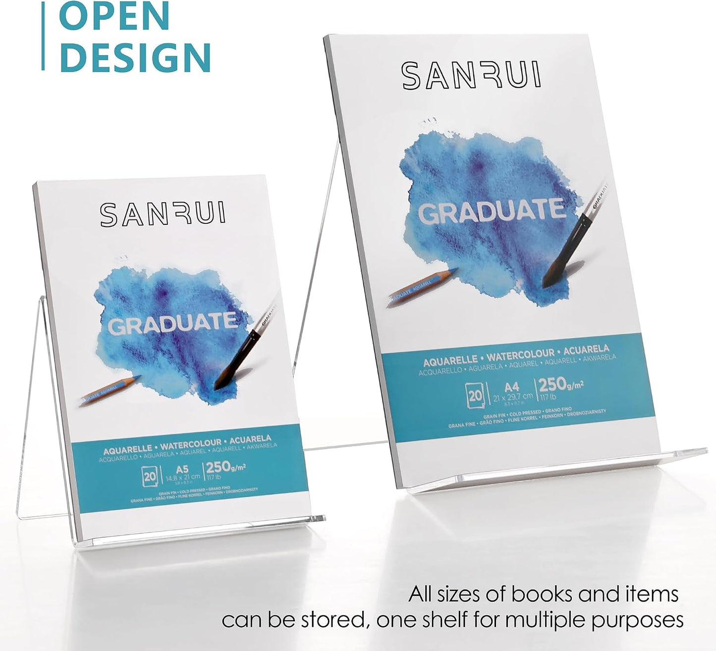 Acrylic Book Display Holder / Clear / 6 x 9 / Set of 2