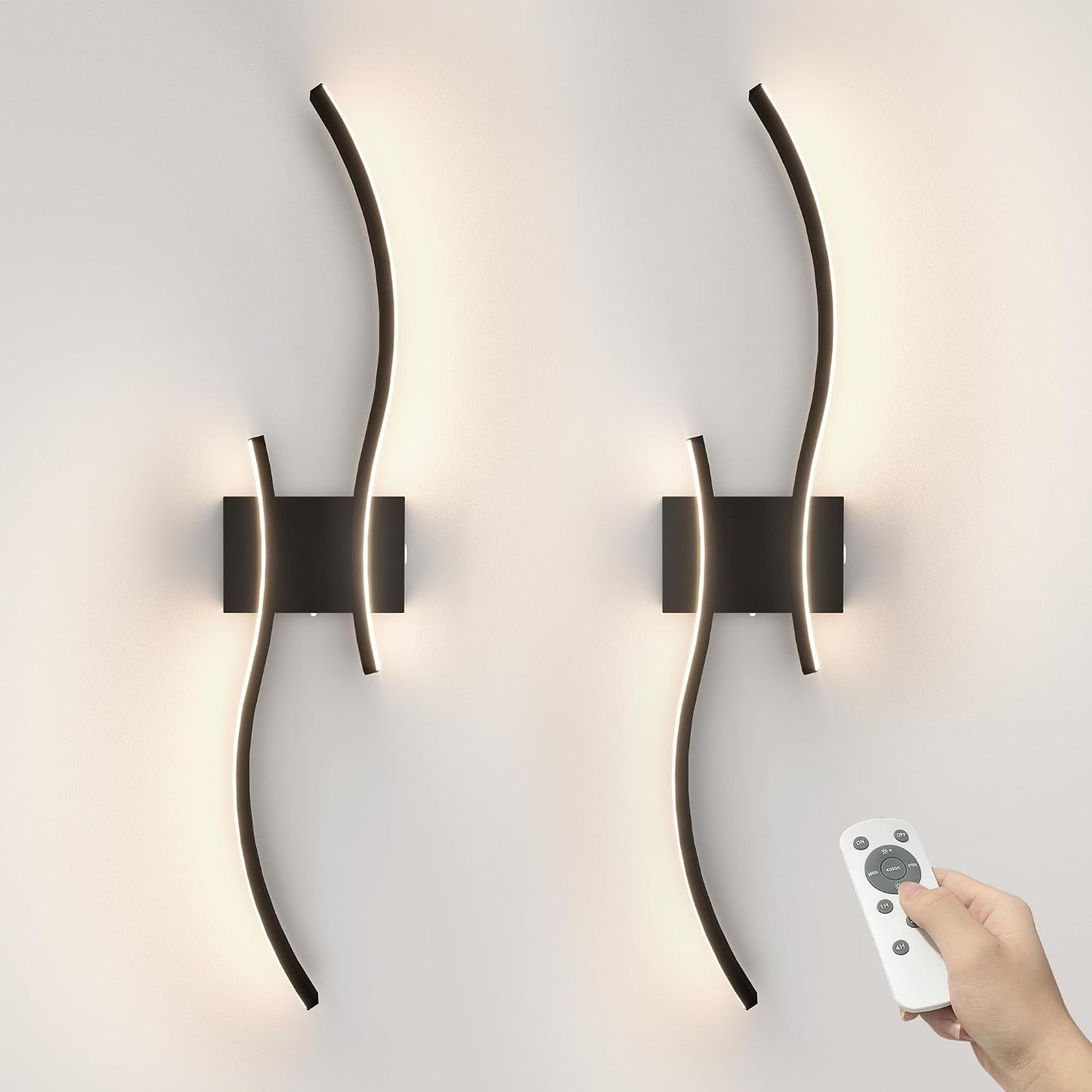 VOLISUN Battery Operated Wall Sconces Set of Two, 27.6 inch Wireless Wall Sconces, 3000K-6500K Dimmable Wall Lamps with