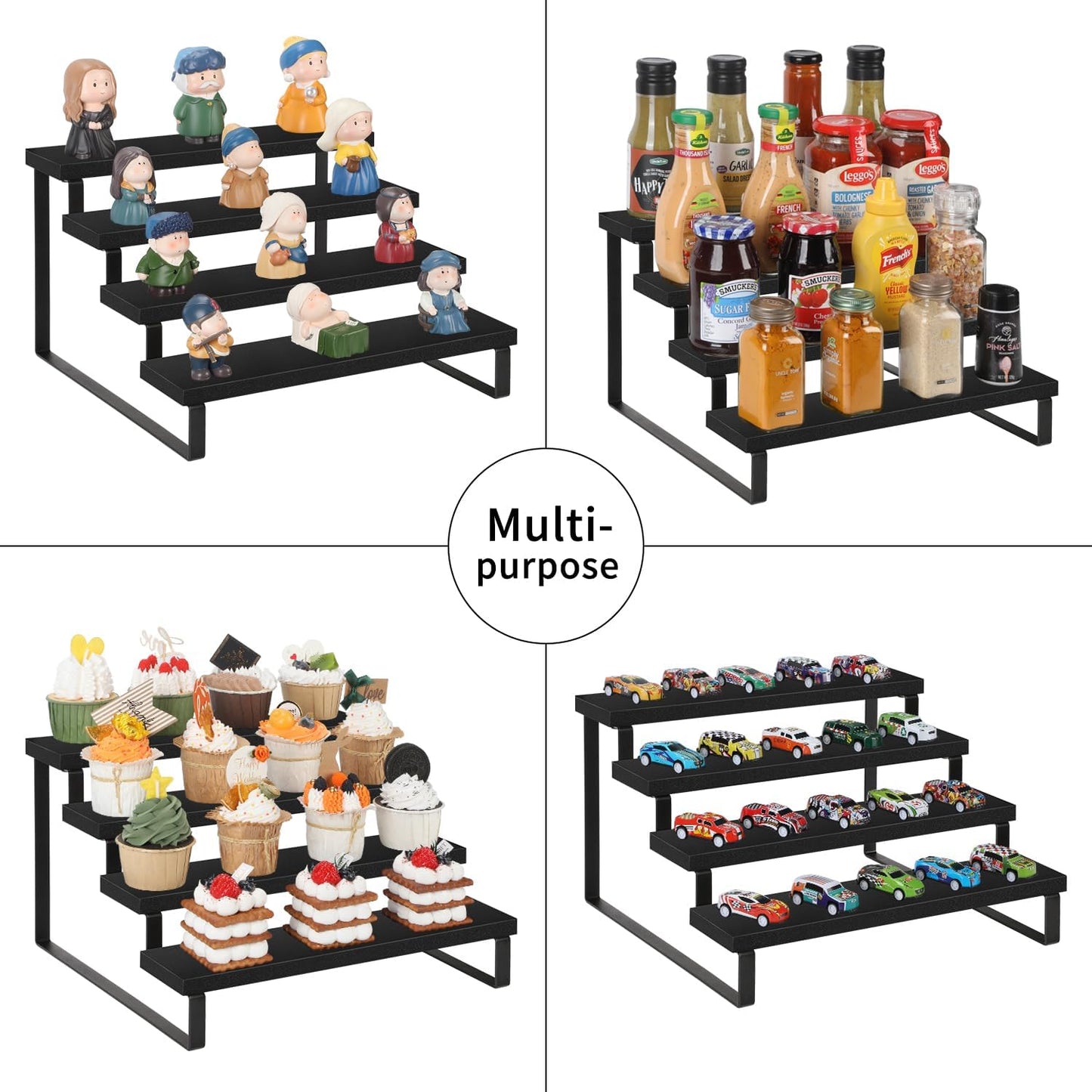YINMIT Wooden Display Riser Stand, Tiered Perfume and Cologne Organizer Stand, 4 Tier Spice Rack Organizer, Rustic