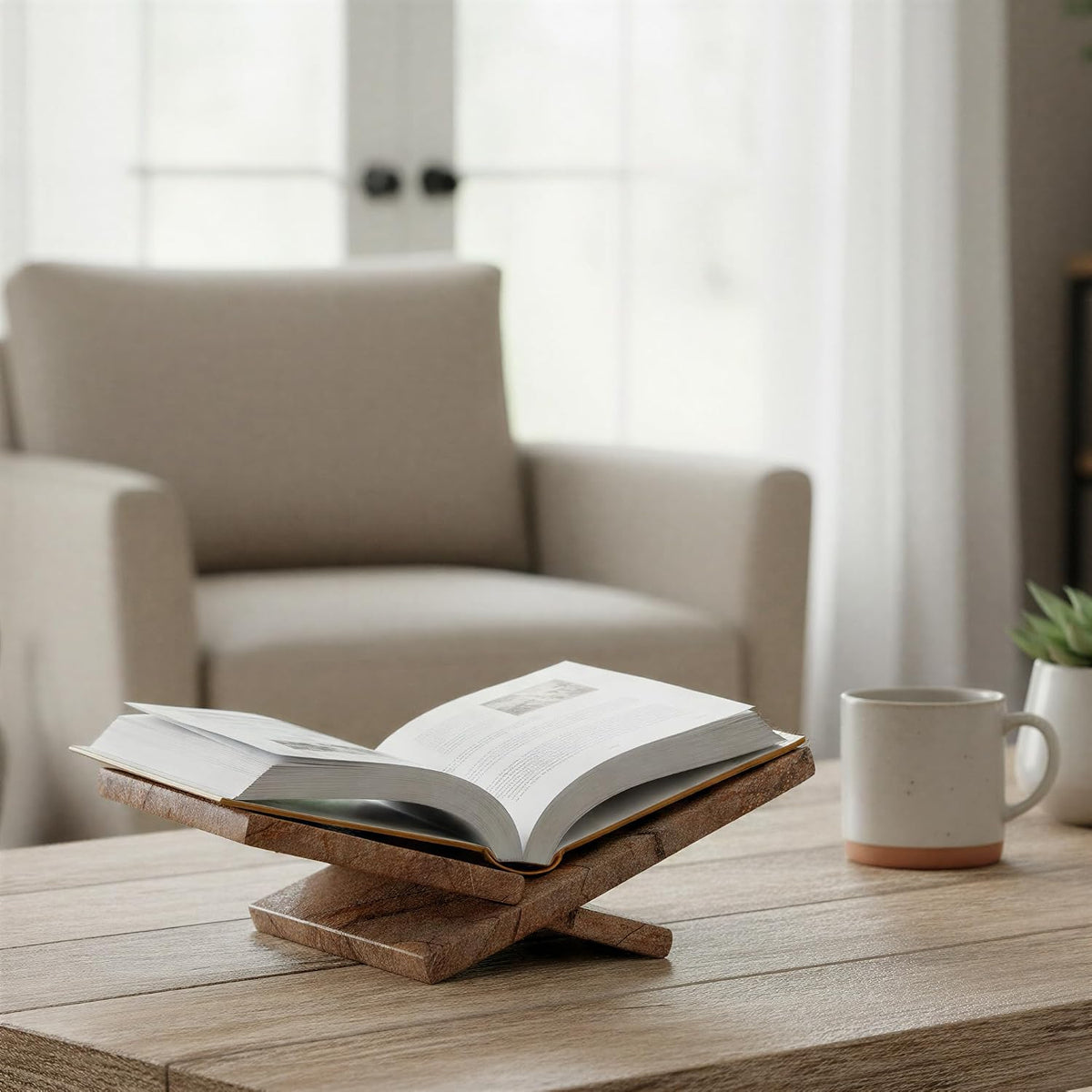 Bloomingville Decorative Marble Book Holder, Forest Brown