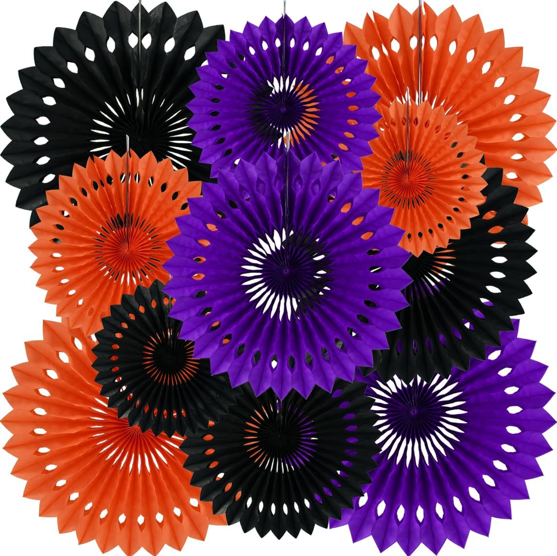 BEISHIDA Honeycomb Round Paper Fans Black Orange Purple Hanging Party Decor