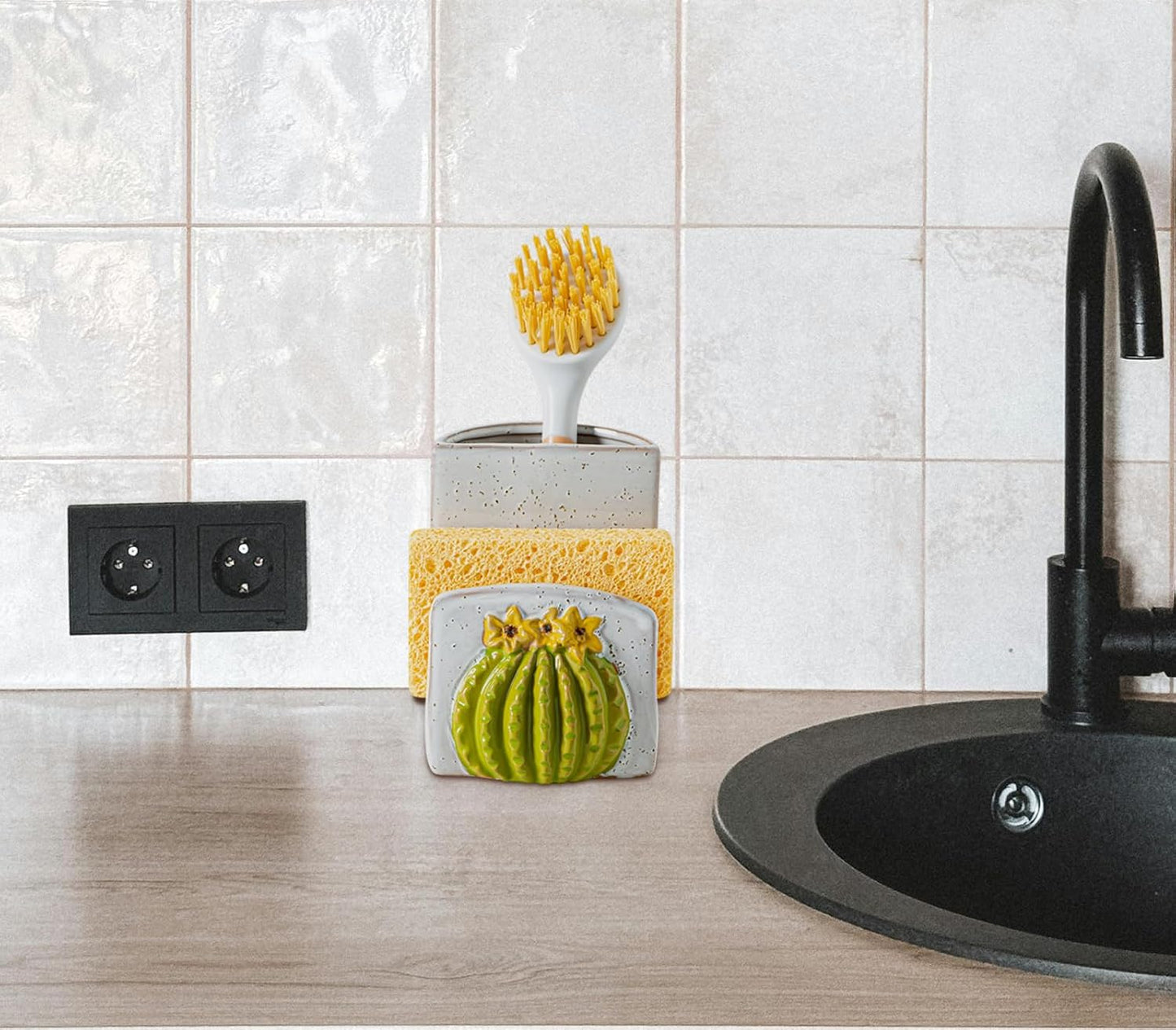 Cactus Shaped Dish Sponge Holder And Dish Brush Holder In 1 Sink Holder For Brush / 2 Inch