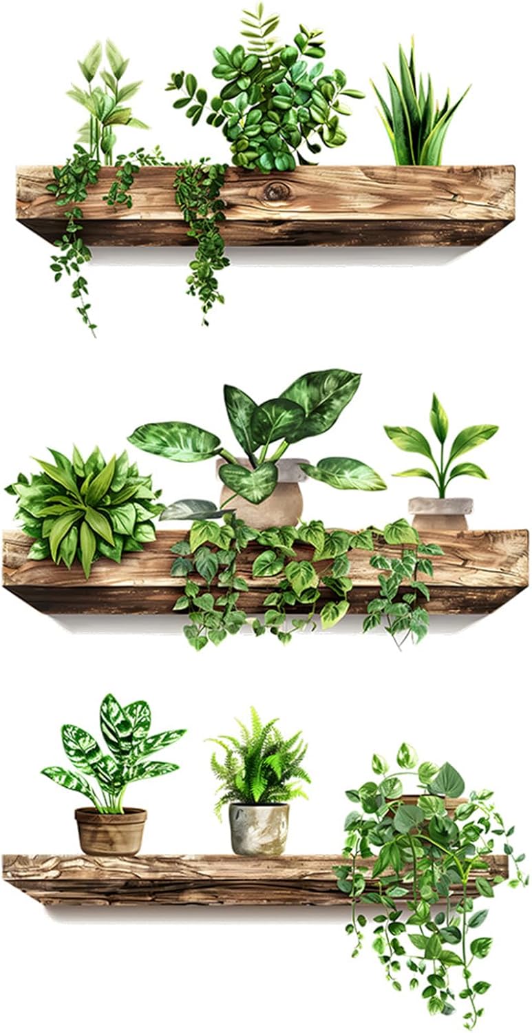 Green Plant Wall Decals 3D Bonsai Tropical Betterfly Wall Sticker Creative Vinyl / Green Plant 3